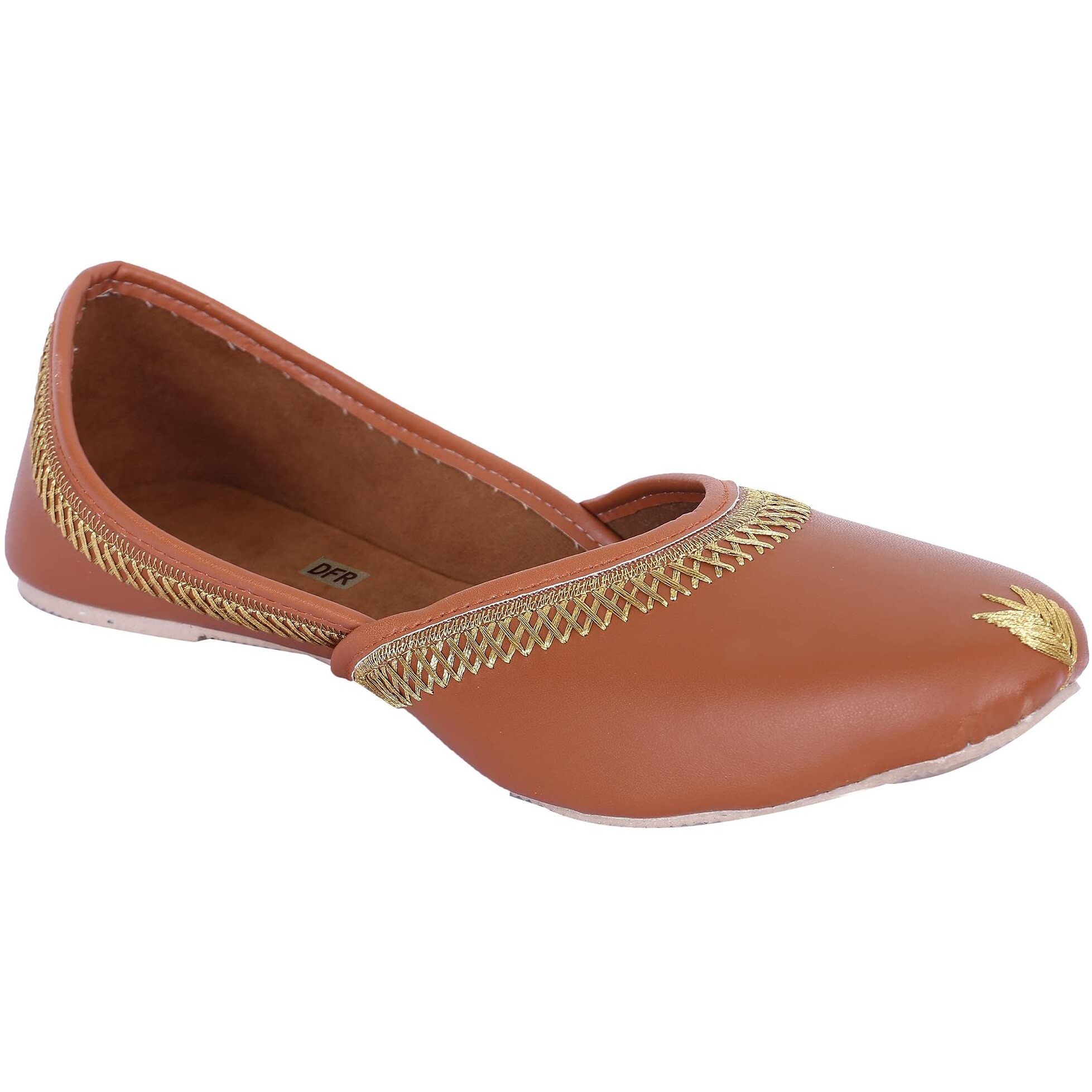 Dfr Women Juti | Mojari Jutti For Women | Ethnic Punjabi Shoe Belle For Girls, Color - Brown, Uk Size - 6