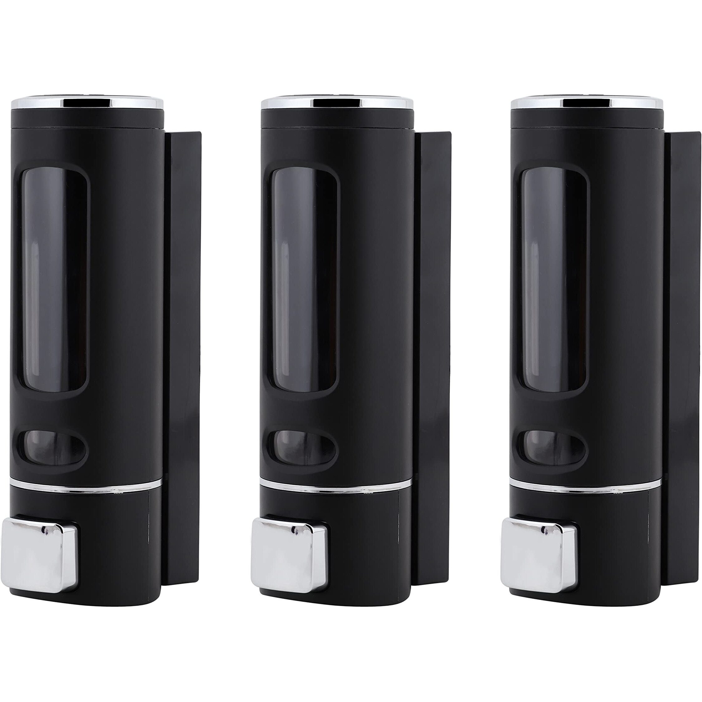 Kkd Abs Plastic Wall Mounted Cylindrical Soap Dispenser, Leak-Free Multipurpose Liquid Dispenser For Hand Wash,Shampoo, Gel Dispenser For Bathroom/Basin/Kitchen Sink (Black, 400 Ml) (Pack Of 3)