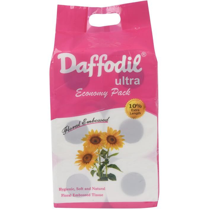 Daffodil 2Ply Toilet Paper Tissue  Ultrasoft Toilet Paper Roll, Strong And Long Lasting For Home Or Office Use, 6 Pack (220 Pulls/Roll, 1320 Pulls Total, 2640 Sheets)