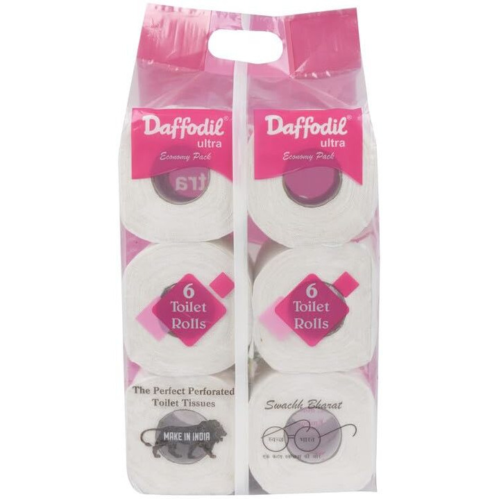 Daffodil 2Ply Toilet Paper Tissue  Ultrasoft Toilet Paper Roll, Strong And Long Lasting For Home Or Office Use, 6 Pack (220 Pulls/Roll, 1320 Pulls Total, 2640 Sheets)
