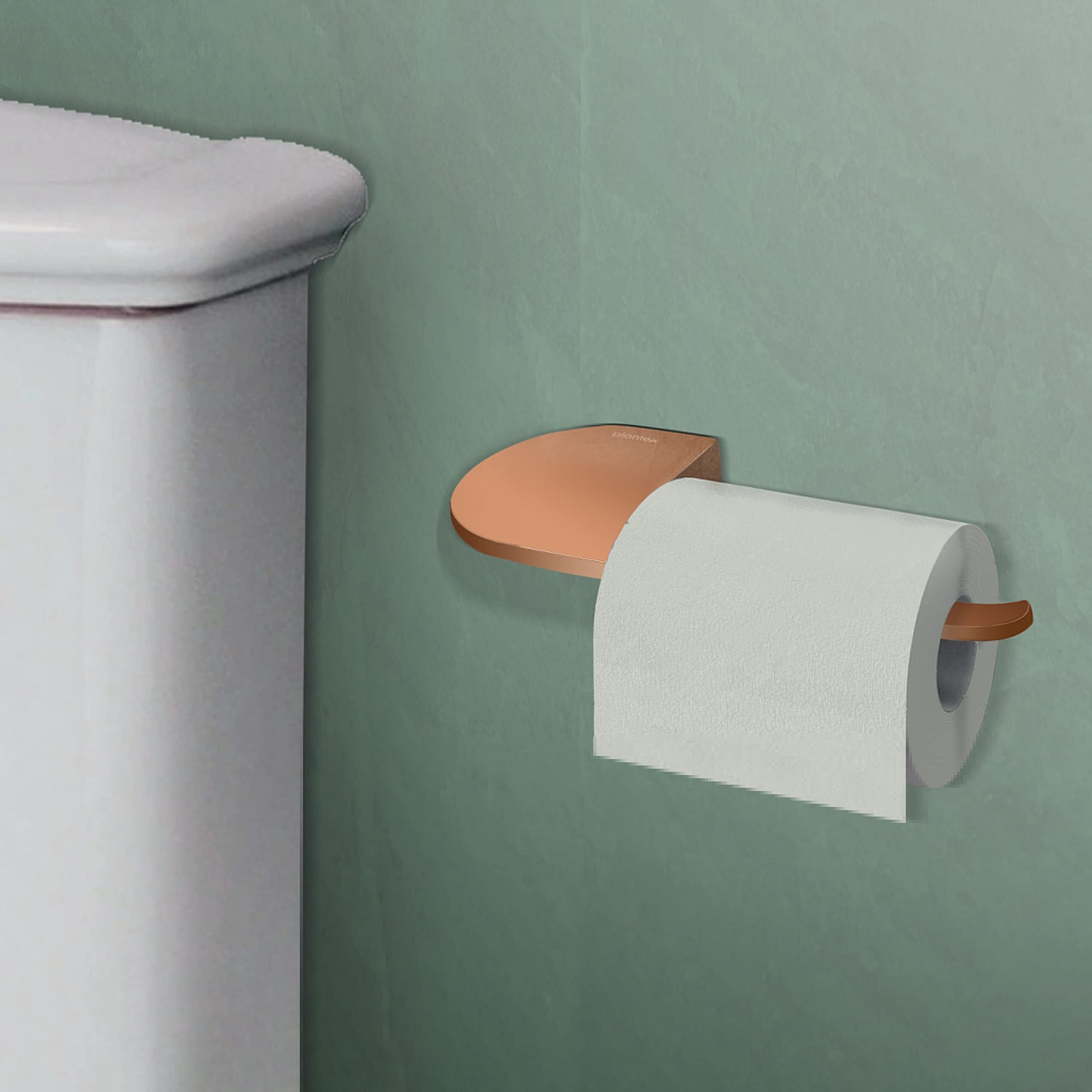 Plantex Smero Pure Brass Toilet Paper Holder/Toilet Paper Roll Holder/Tissue Paper Roll Holder For Bathroom - Smart (Pvd Rose Gold)