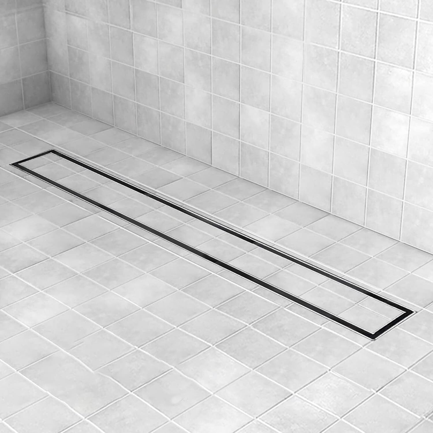 Lipka Marble Insert Shower Drain Channel | 18 X 3 Inches| 304-Grade Stainless Steel Long Floor Drain For Bathroom & Shower Areas | 21Mm Marble Invisible Water Drainer With Side Hole & Cockroach Trap