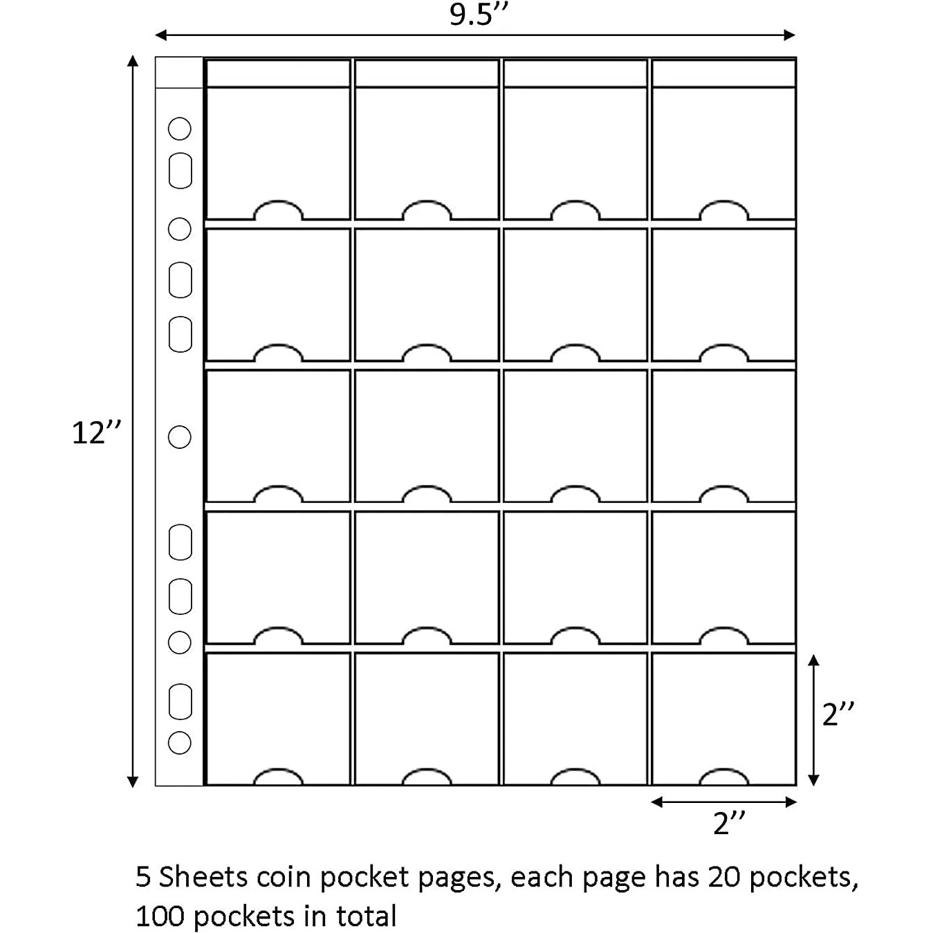 Lewano Cardboard Coin Holders In 5 Assorted Sizes, With Sheets Coin Pocket Pages, For Coin Collection (500Pcsholder+20Pcssheets)