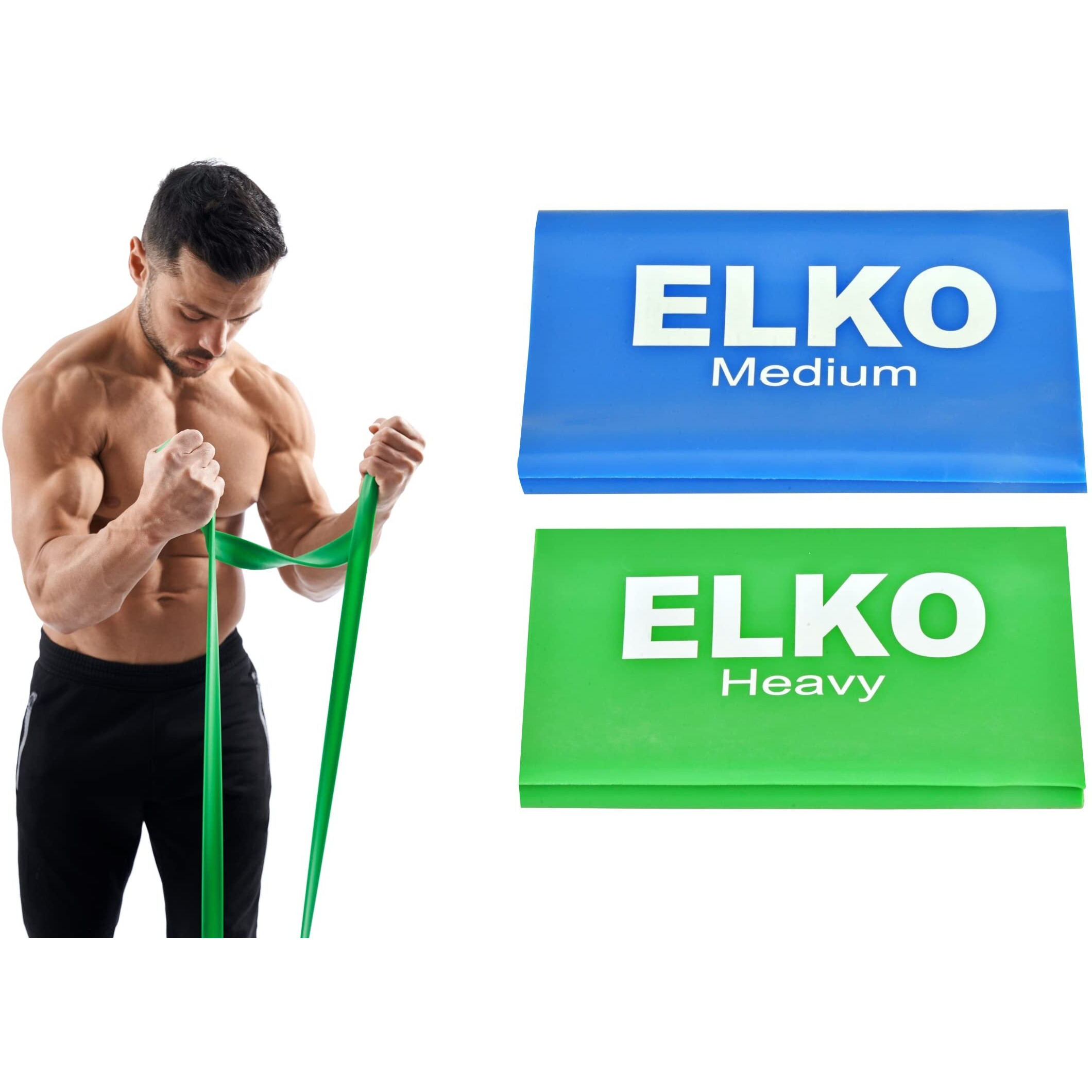 Elko Yoga Band | Resistance Exercise Band For Training Latex-Free Anti-Allergic & Tear-Resistant Band For Exercise, Stretching, Workout & Physiotherapy, Size 5 Ft X 5 Inch (Blue & Green)
