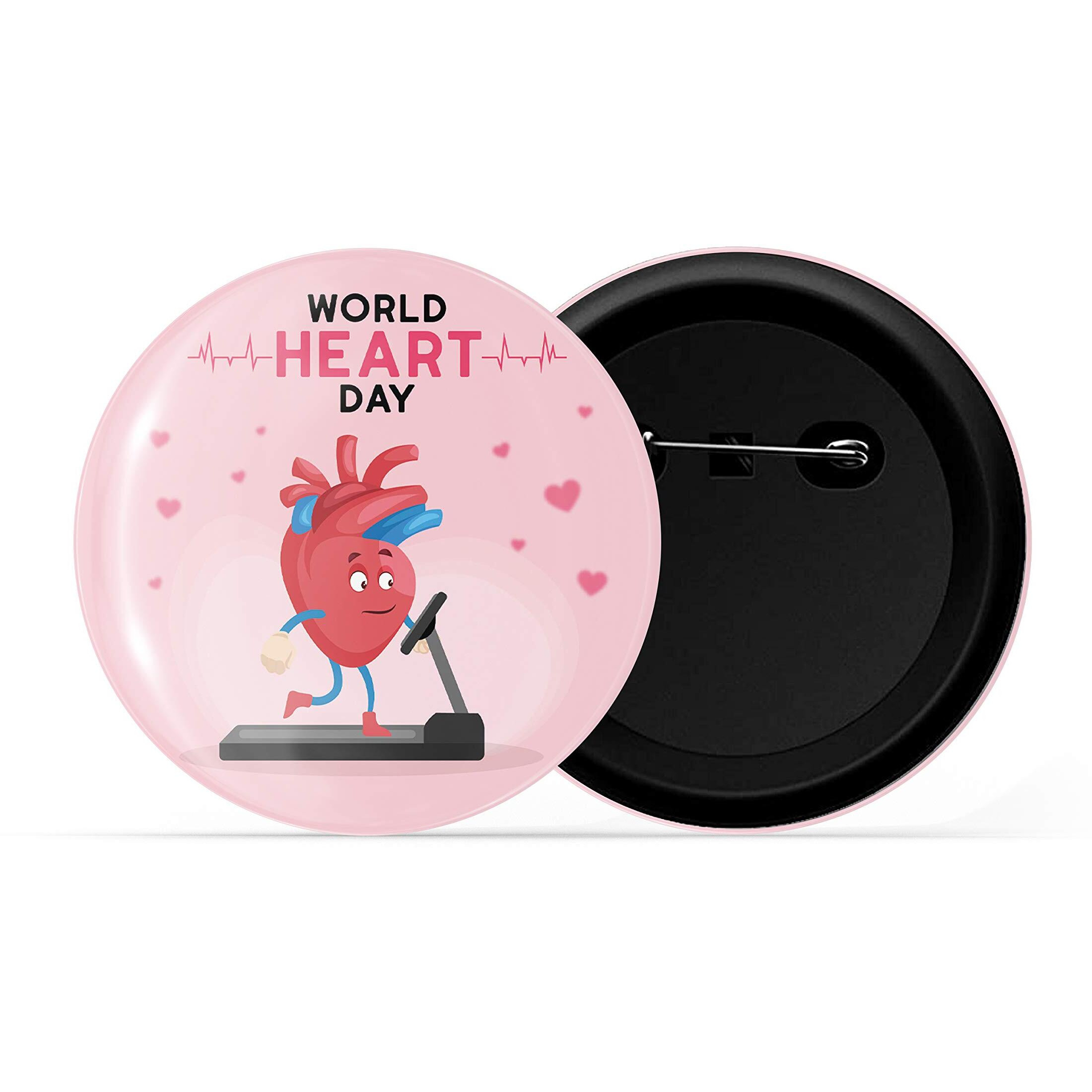Dhcrafts Pin Badges Pink World Heart Day Glossy Finish Design Pack Of 1