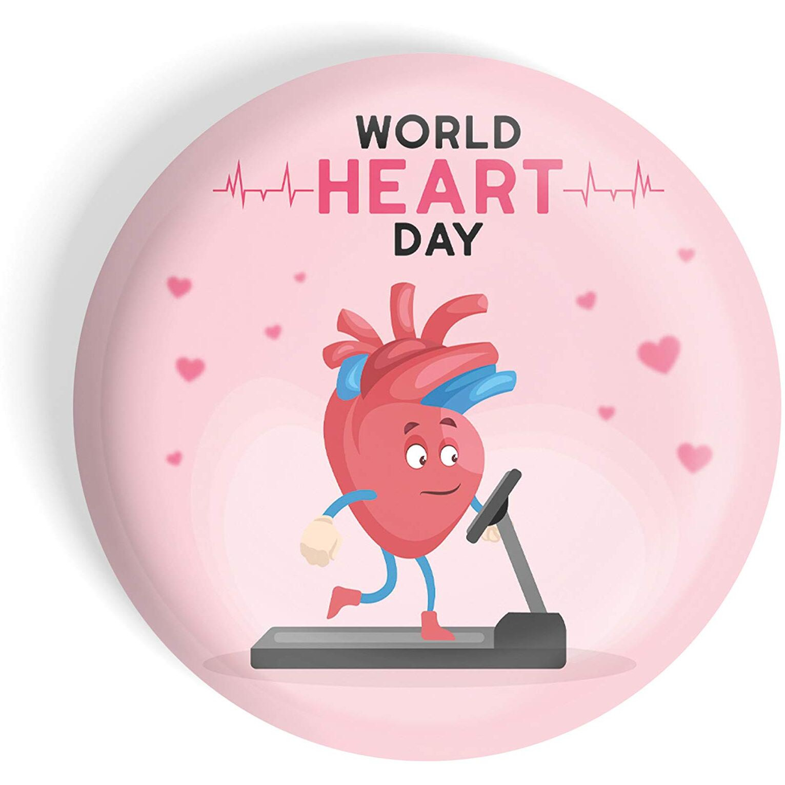 Dhcrafts Pin Badges Pink World Heart Day Glossy Finish Design Pack Of 1