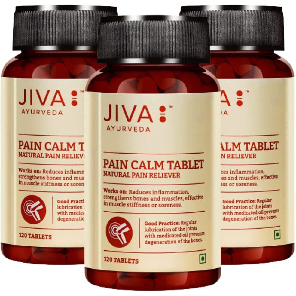 Jiva Pain Calm Tablet 500Mg 360 Tablet | 100% Pure & Natural | Natural Pain Reliever | Strengthen Bones & Muscles - 120 Tablet (Pack Of 3)