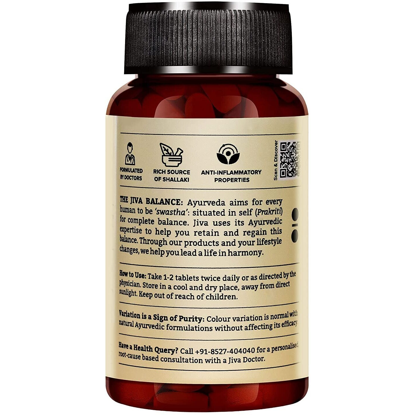 Jiva Pain Calm Tablet 500Mg 360 Tablet | 100% Pure & Natural | Natural Pain Reliever | Strengthen Bones & Muscles - 120 Tablet (Pack Of 3)