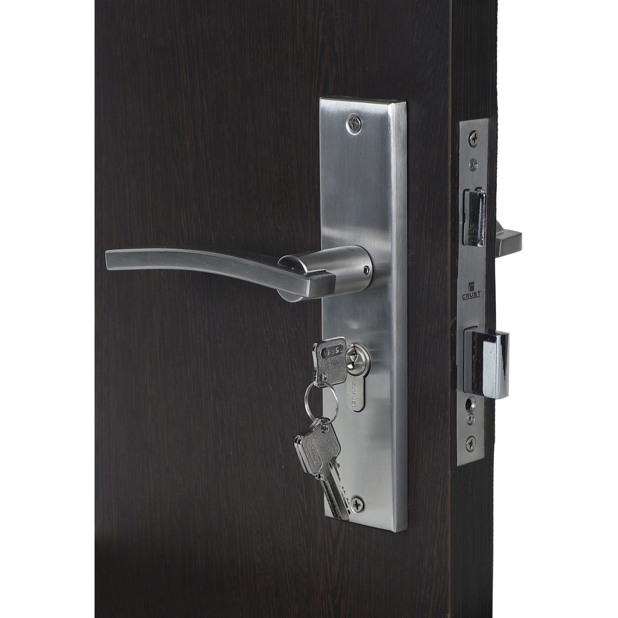 Crust Heavy Duty Mortise Door Lock Set For Main Door, Door Handle Lock Set For Main Door Lock, Office/Hotel/Bathroom (Ivy, Matt Satin)