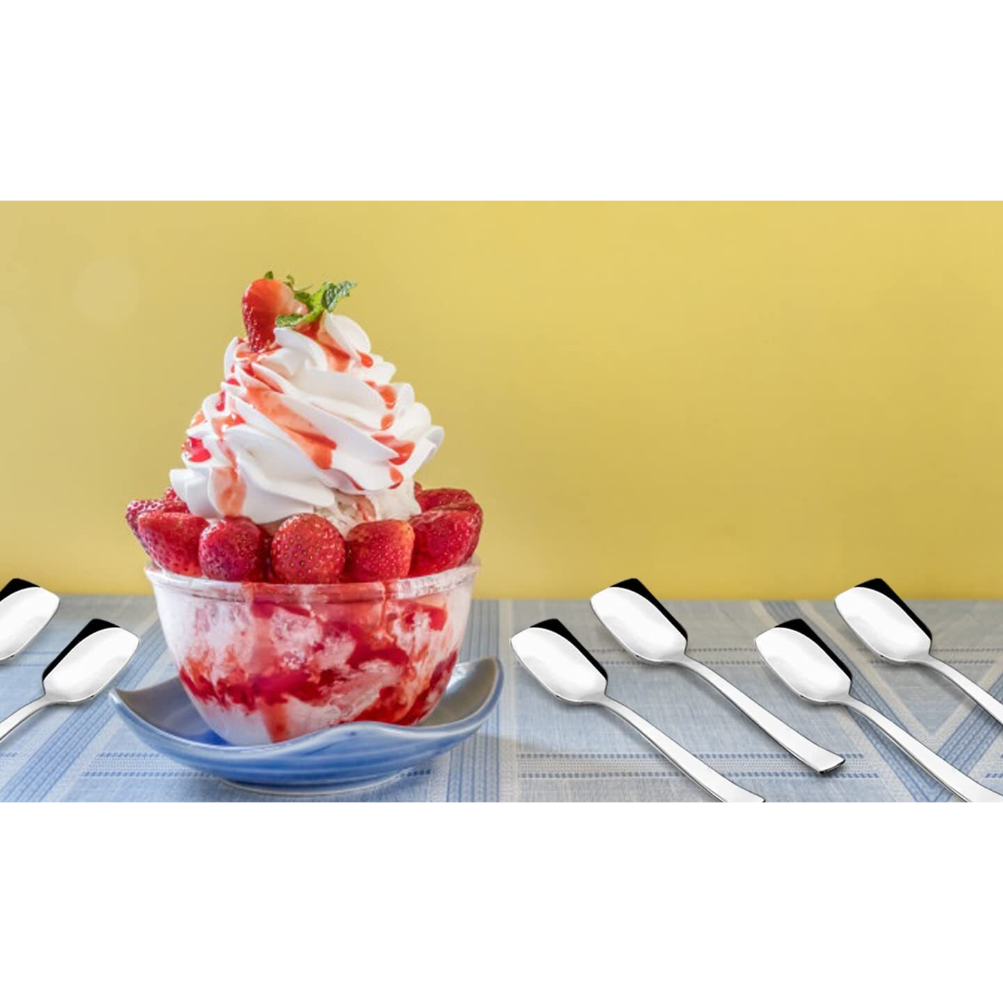 Shapes Arctic Gleen Steel Silver Ice Cream Spoon Set Of 12 Pieces | Ice Cream Spoon, Frozen Desserts | Rust-Resistant, Dishwasher Safe, Elegant Design