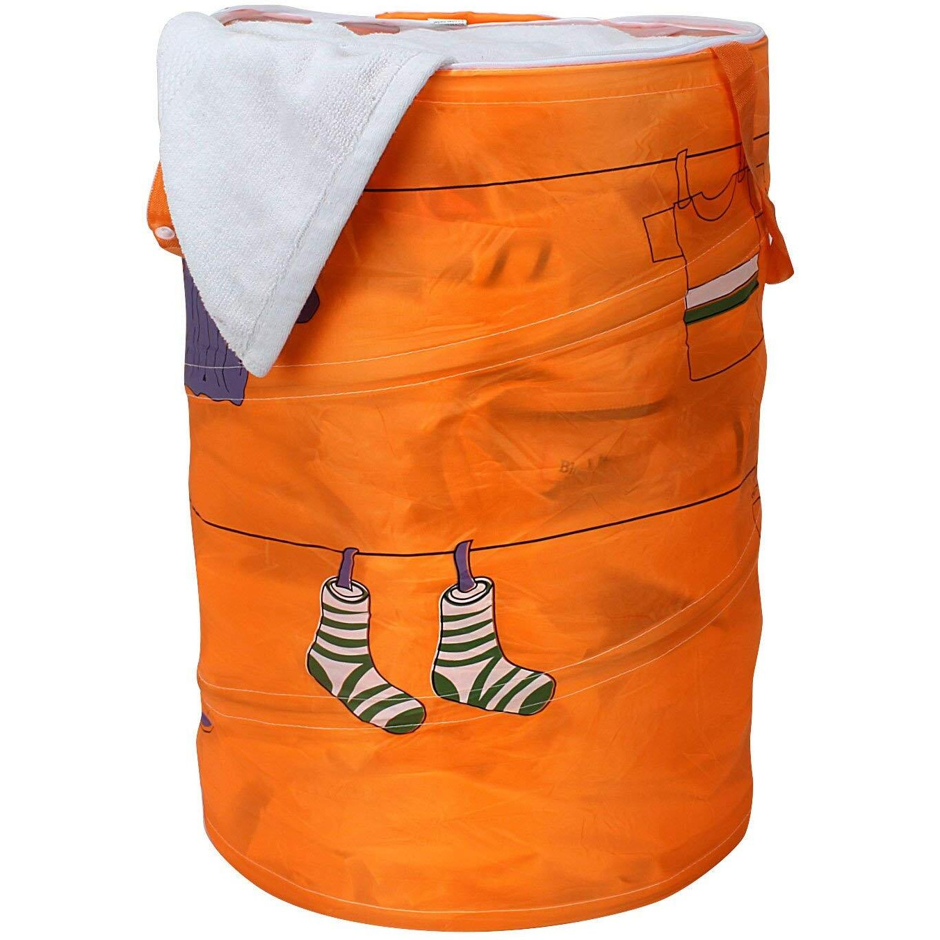 Hokipo Multipurpose Foldable & Collapsible 50-Litre Pop-Up Laundry Bag Basket With Zippered Lid And Carry Handle(Polyester)