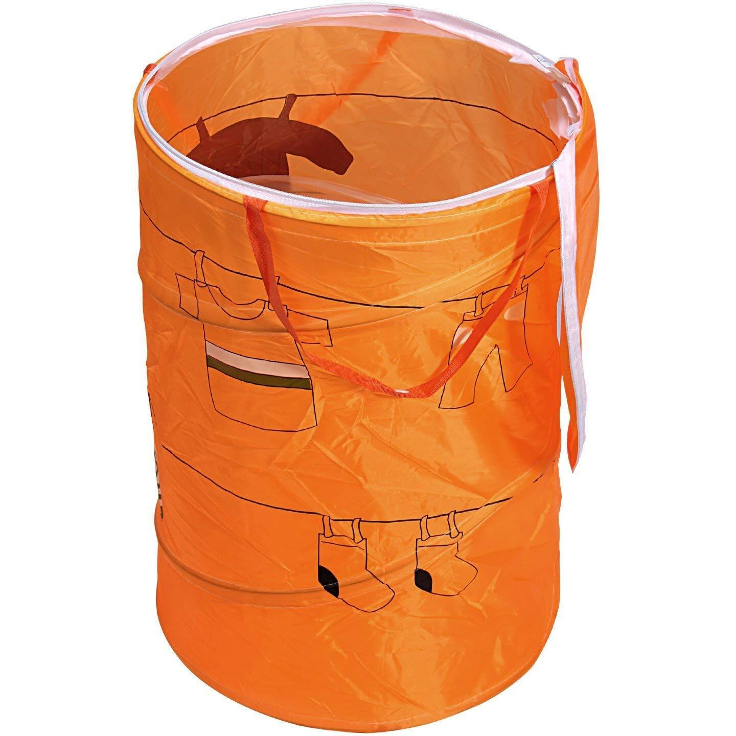 Hokipo Multipurpose Foldable & Collapsible 50-Litre Pop-Up Laundry Bag Basket With Zippered Lid And Carry Handle(Polyester)