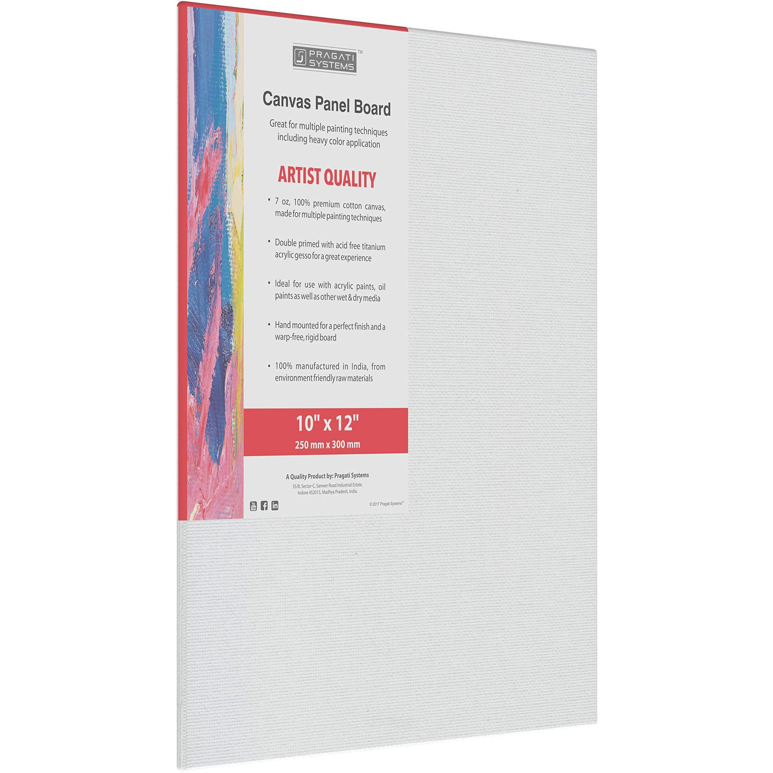 Pragati Systems Medium Grain 10X12 Inch 7 Oz. Primed Canvas Board For Painting Cp1012, White (Pack Of 1)