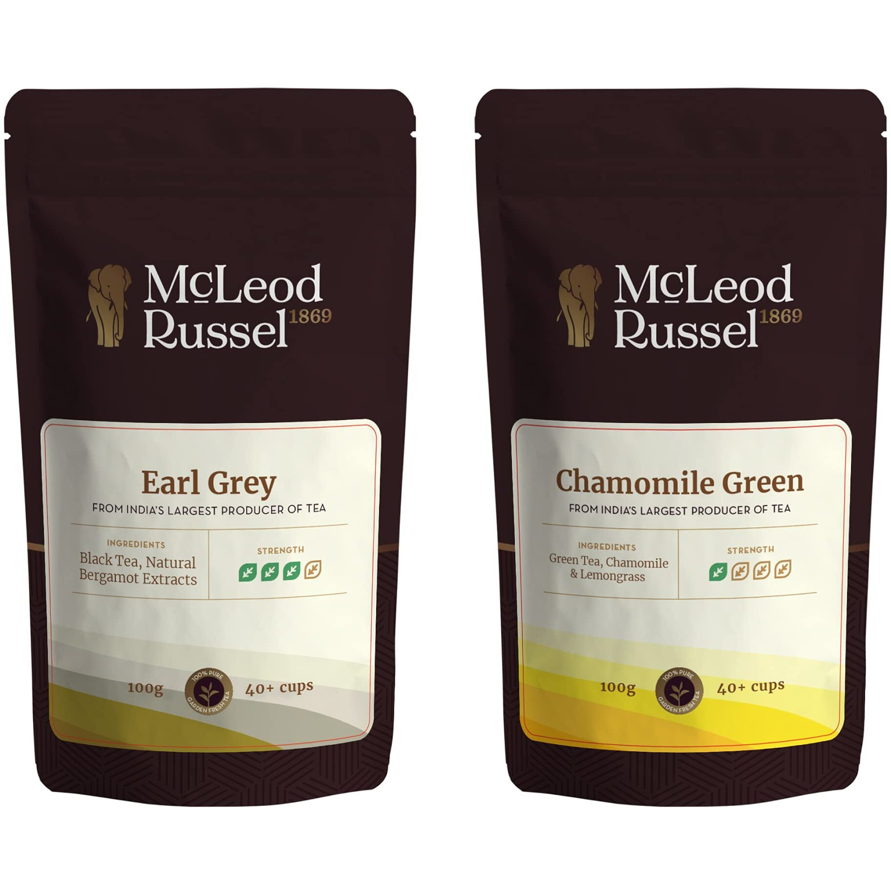 Mcleod Russel 1869 - Chamomile Green | Earl Grey | Combo Pack | Stress Relief & Better Sleep | Refreshing And Relaxing | 2 X 100G