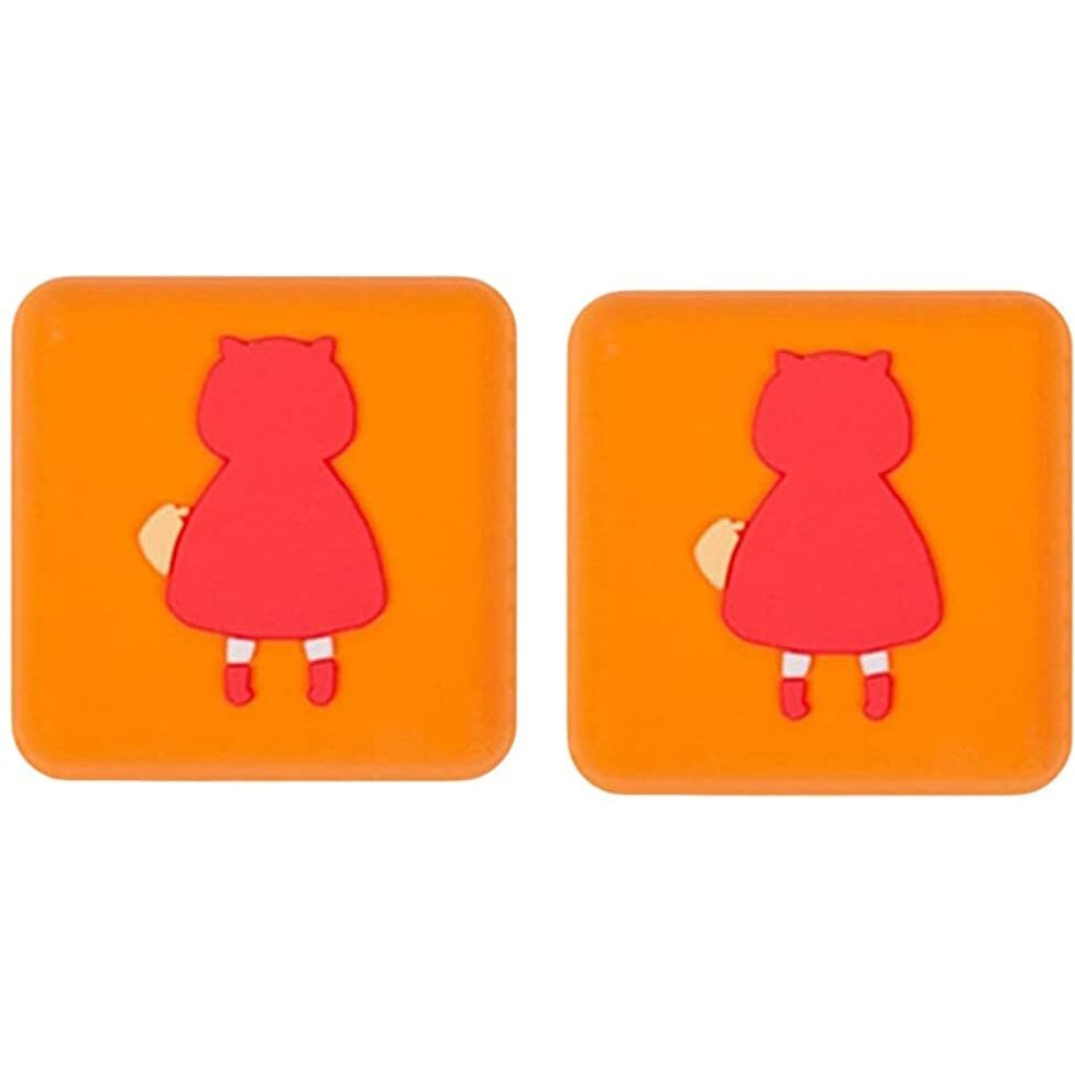 Mockery Door Stoppers Cartoon Cute Design Silicone Self-Adhesive Absorbing Gel For Children's Room Door Lock Protective Pad Handle For Furniture Refrigerator (Pack Of 2, Orange)