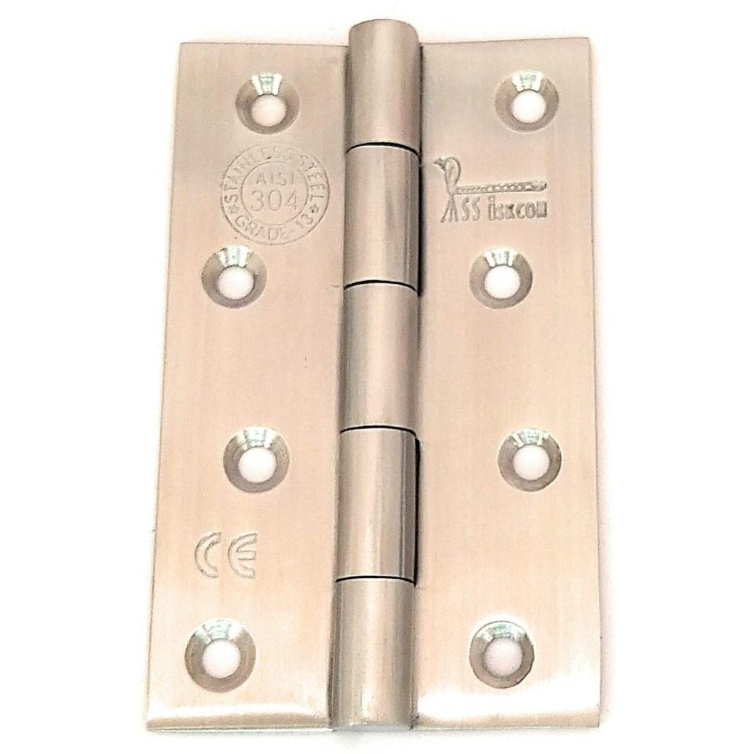 Ssiskcon 5 Inch X 3 Mm/ 10 Gauge/304 Grade (Pack Of 5) Stainless Steel Door Butt Hinges With Screws Export Quality