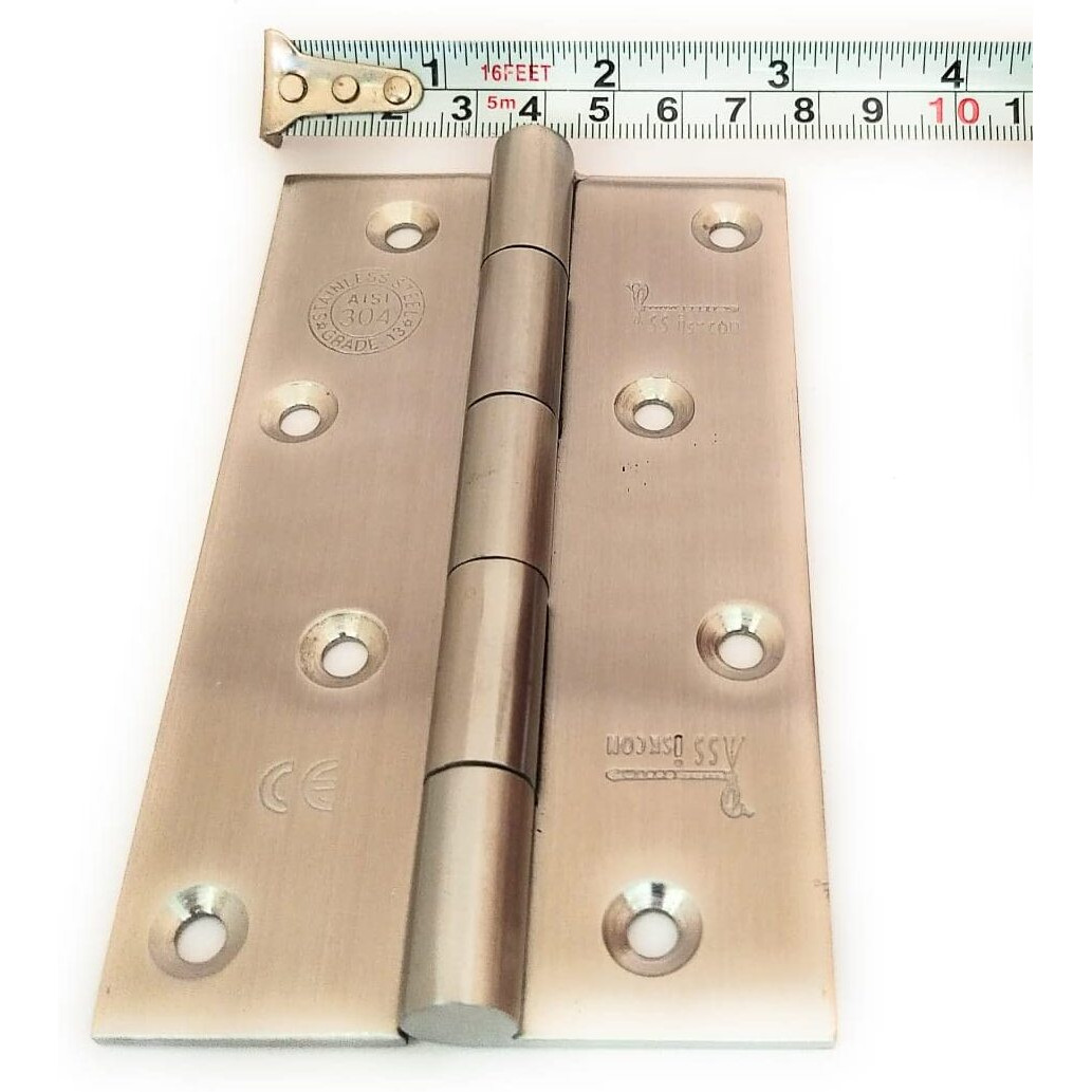 Ssiskcon 5 Inch X 3 Mm/ 10 Gauge/304 Grade (Pack Of 5) Stainless Steel Door Butt Hinges With Screws Export Quality