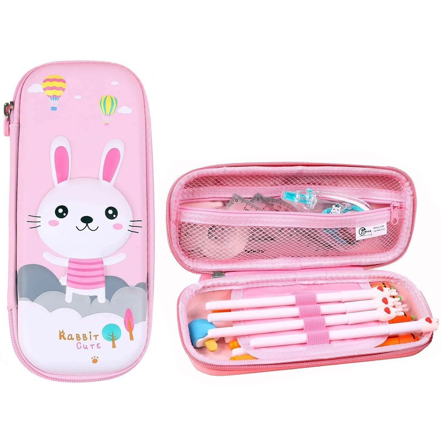 Magicwand Ethylene Vinyl Acetate (Eva) Large Capacity 3D Embossed Rabbit Print Waterproof Hardtop Eva Pencil Case - 2 Yrs & Up, Pack Of 1 (Multicolored)