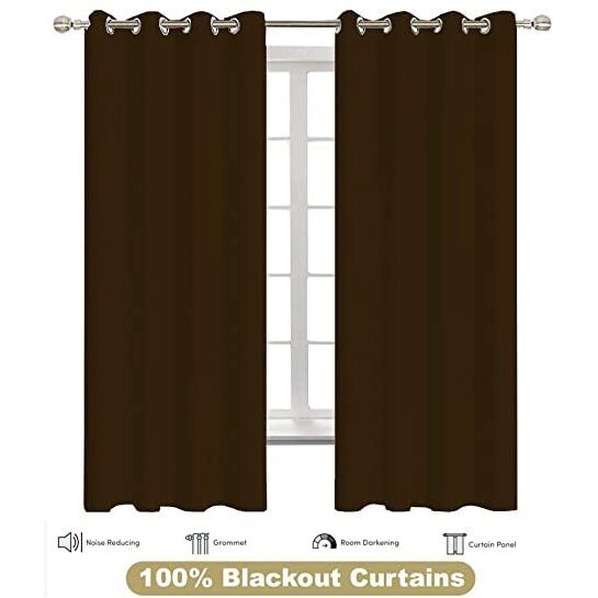 Bhoomi Impex Room Darkening Blackout Curtain Long Door - 9 Feet, Thermal Insulated Eyelet Noise Reducing Blackout Curtains - Chocolate Solid
