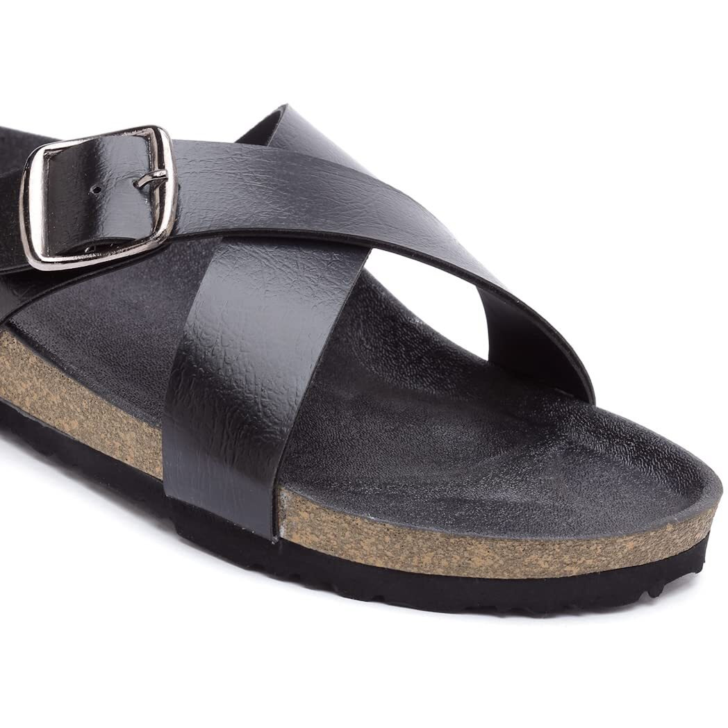 Refoam Owrfmo-03(W) Women's Outdoor | Trendy | Stylish Black Synthetic Leather Casual Sandal