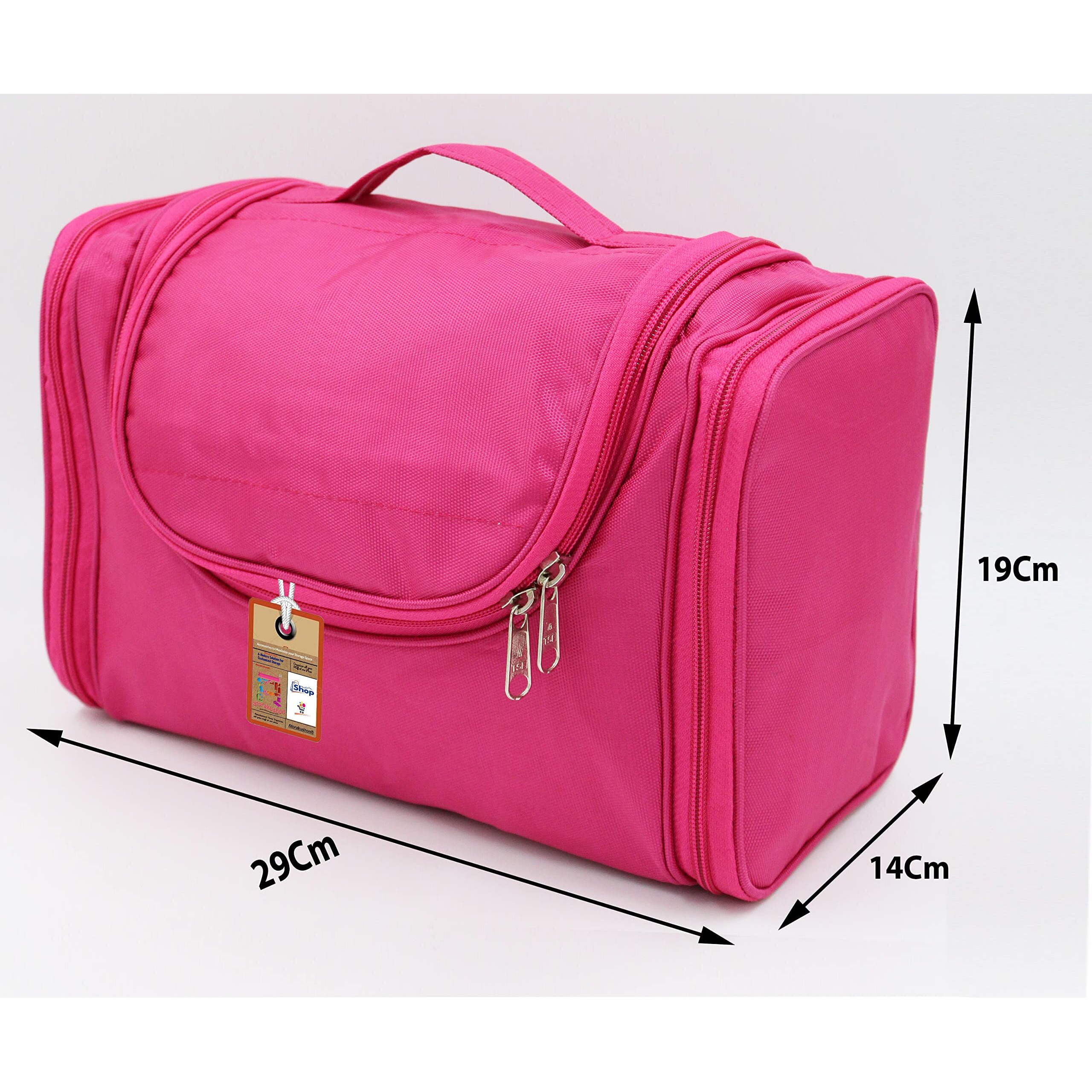 Atorakushon Nylon Pink Hanging Travel Toiletry Bag Makeup Storage Box Vanity Cosmetic Hygiene Bag Wardrobe Organizer Jewellery Pouch For Women