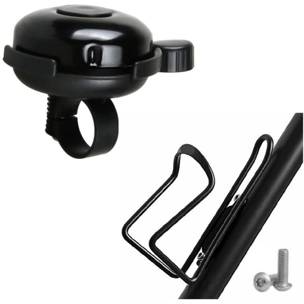 Fastped Bicycle Water Bottle Cage Holder With Handlebar Bell Ring (Combo) Ycle Water Bottle Holder Rack Aluminum Water Bottle Stand Ultra-Loud Cycle Horn For Safety | Lightweight Anti-Rust Cycle Bell