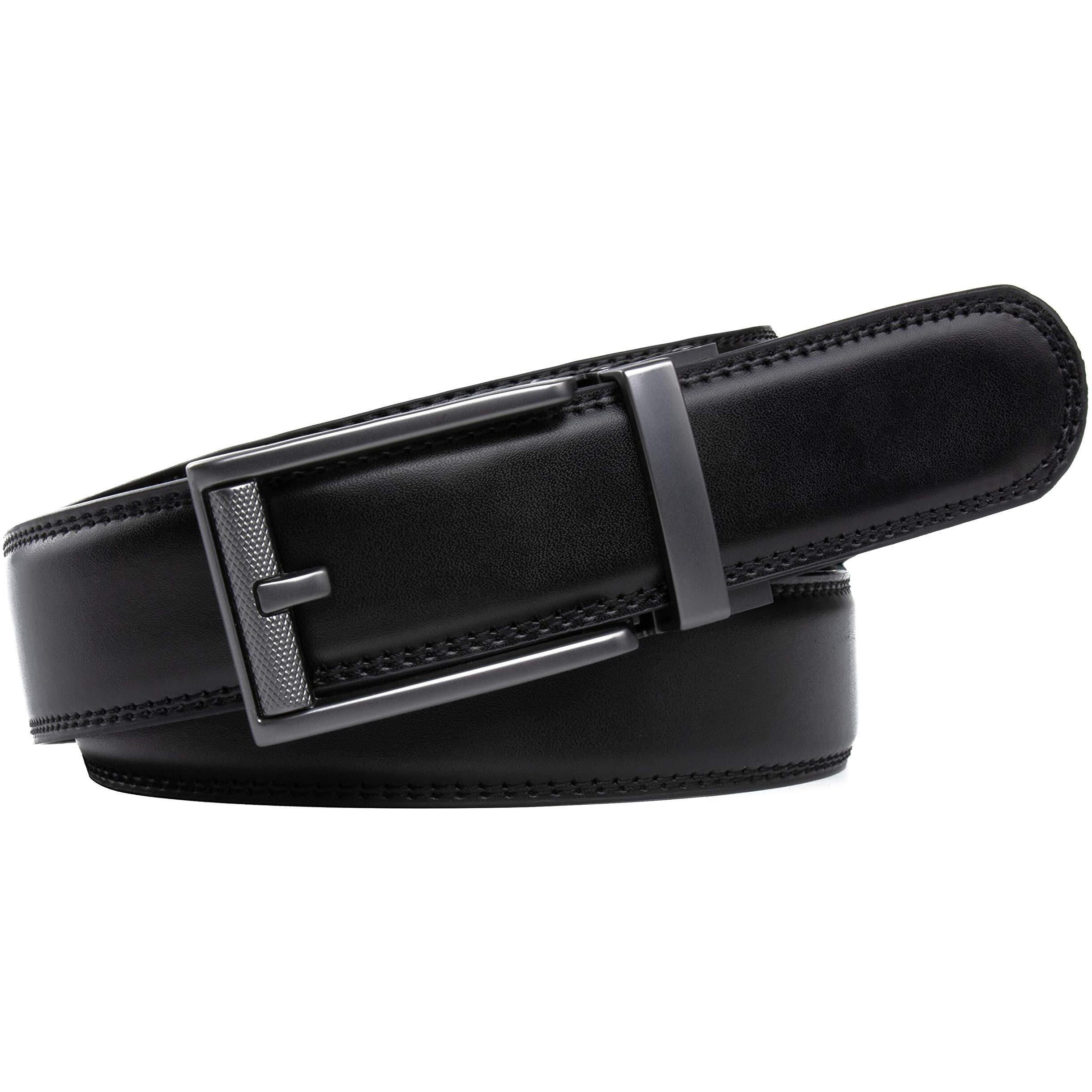 Contacts Men Leather Auto Lock Buckle Belt And Rfid Protected Genuine Leather Wallet Combo (15,N87 Black)