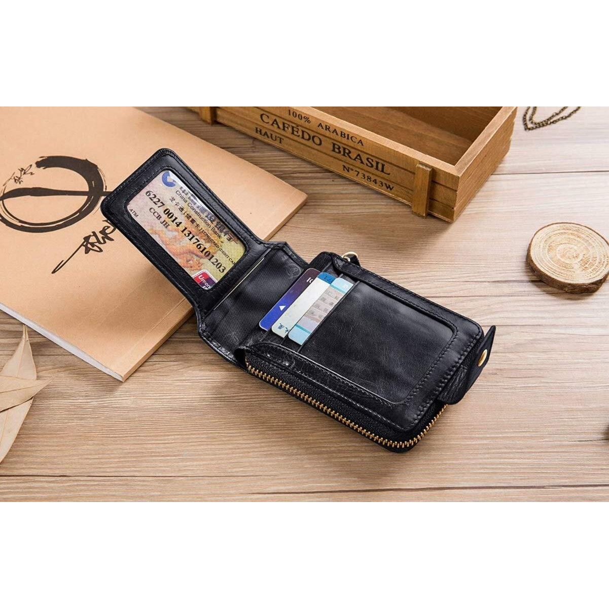Contacts Men Leather Auto Lock Buckle Belt And Rfid Protected Genuine Leather Wallet Combo (15,N87 Black)