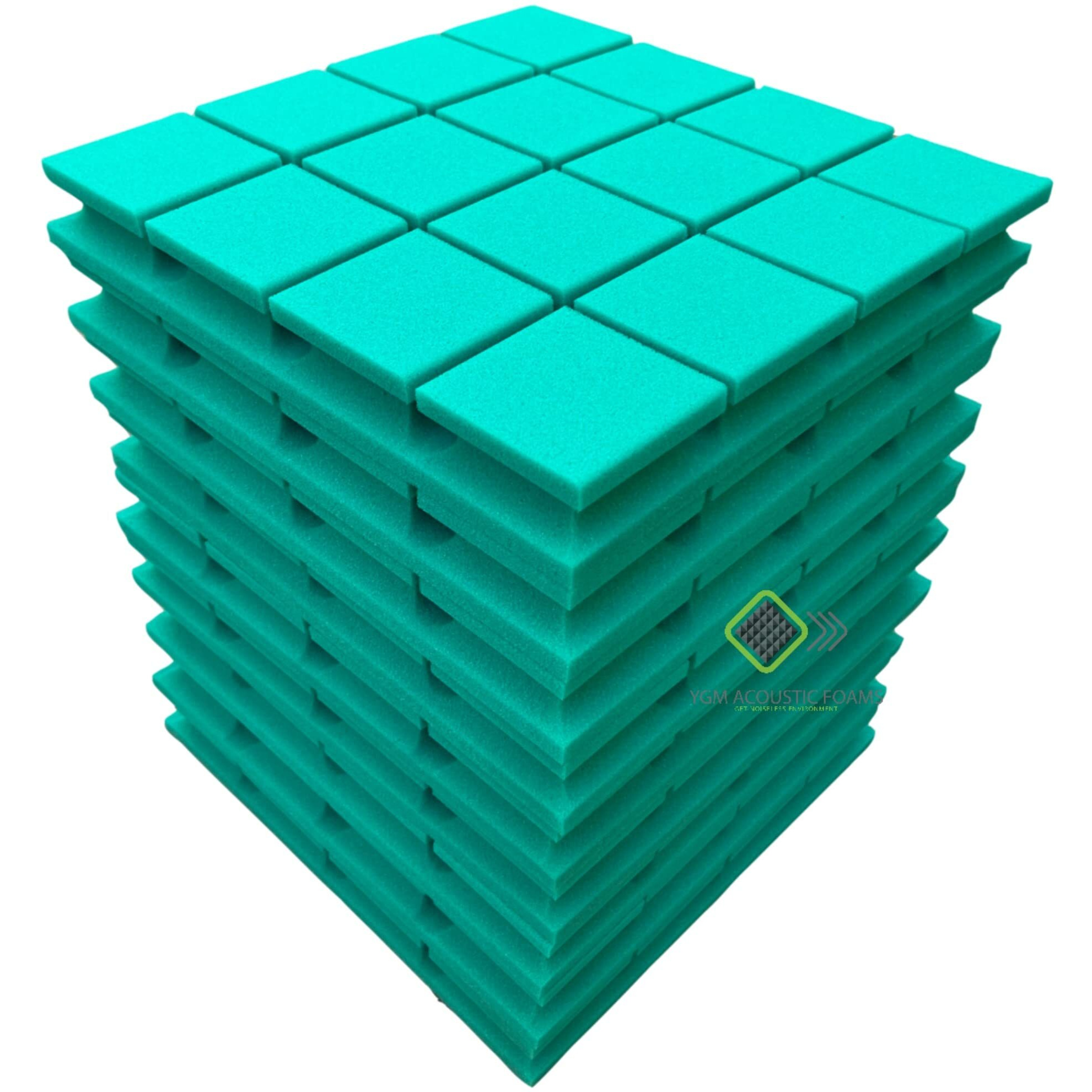 Ygm Acoustic Foams Turbo Acoustic Soundproofing Studio Panels, Set Of 9, 12" X 12" X 2", 50 Kg/M Density, 3D Structure (Emerald Green)