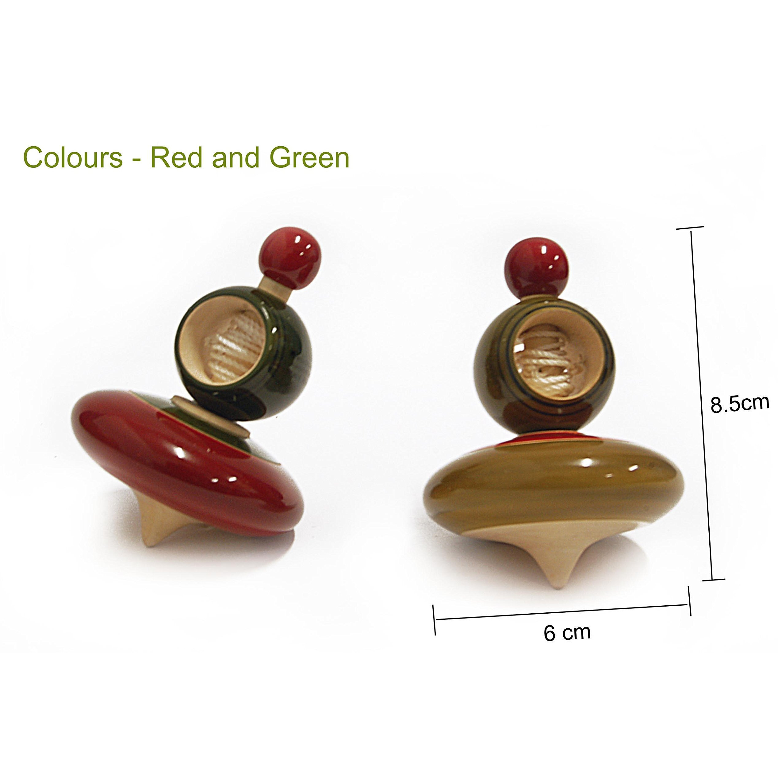 Maya Organic Handcrafted Wooden Spinning Tops - Collection 1 String Tops (5 No.S, Multi Colour)