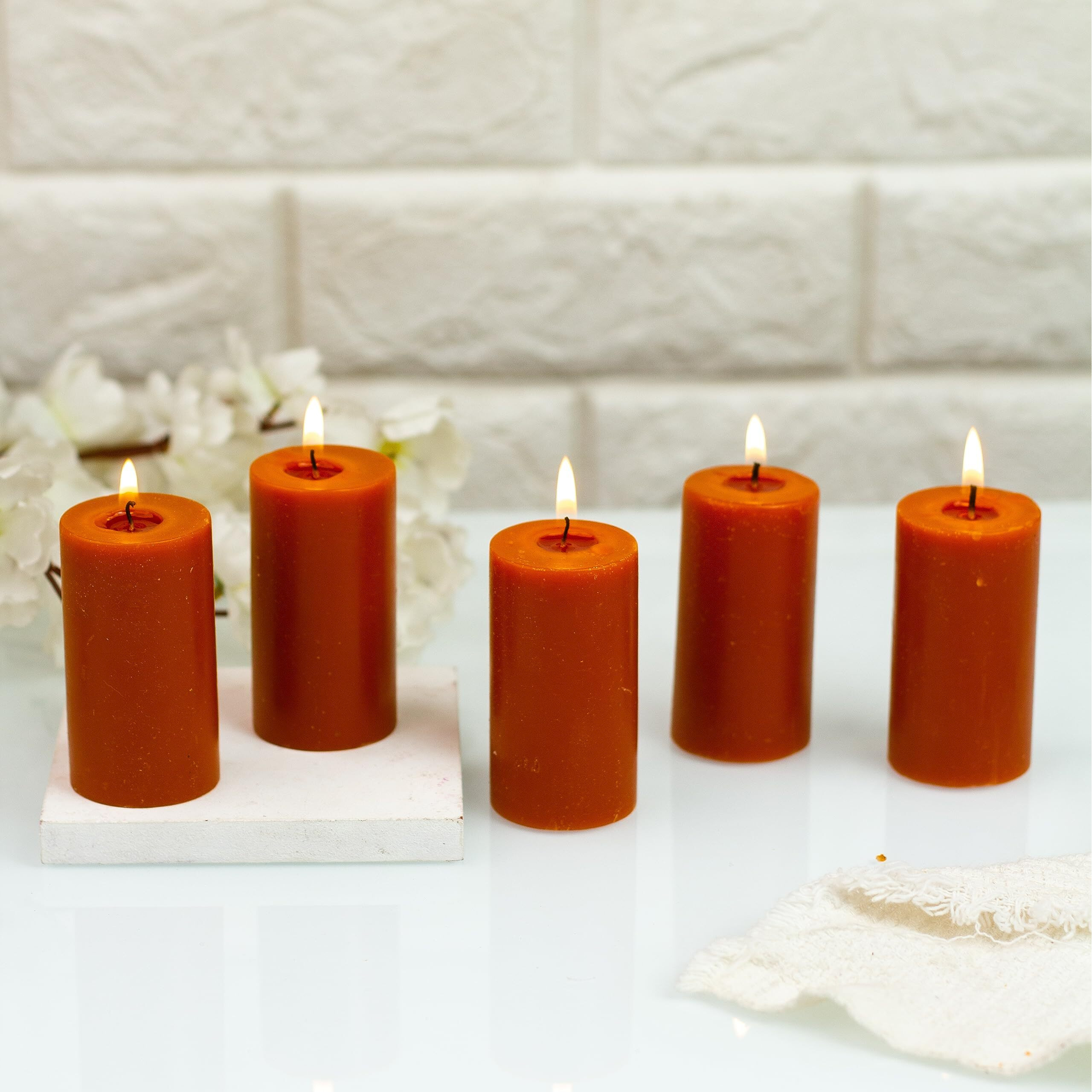 Auradecor Set Of 5 Fragrance Pillar Candle || Long Burning || Aroma Candle || Gift Set || Candle Pillar Set (Chocolate)