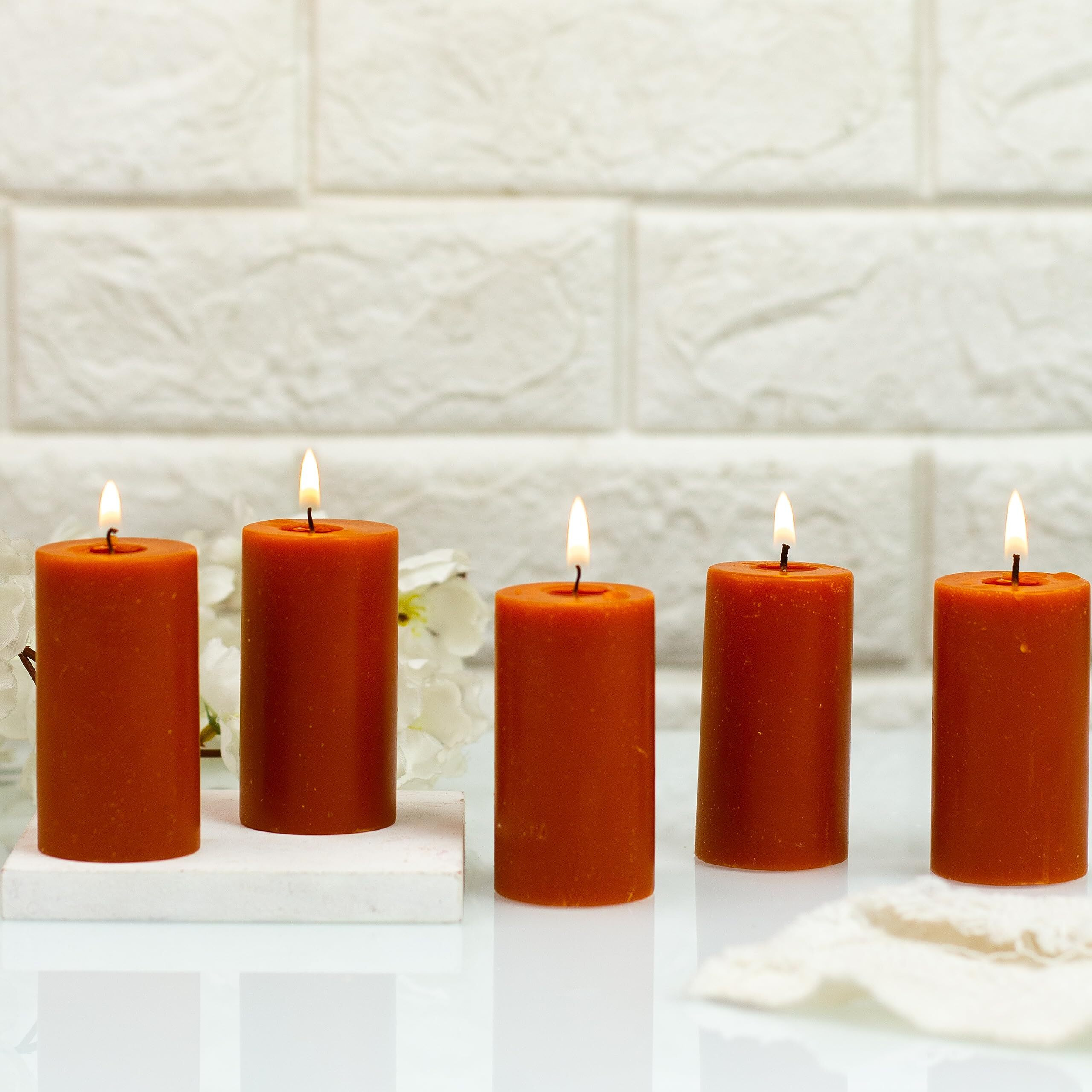 Auradecor Set Of 5 Fragrance Pillar Candle || Long Burning || Aroma Candle || Gift Set || Candle Pillar Set (Chocolate)