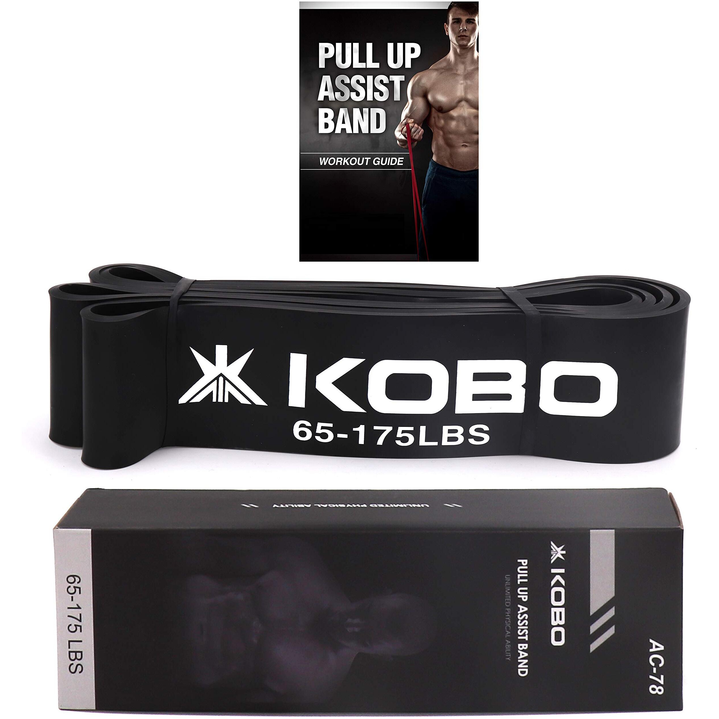 Kobo Ac-78 Power Loop Band/Resistance Band/Rubber Pull Up Assist Bands 41 Inch| Powerlifting Bands For Mobility & Body Stretching, Powerlifting, Resistance Training, Tension 65-175 Lbs, (Black)