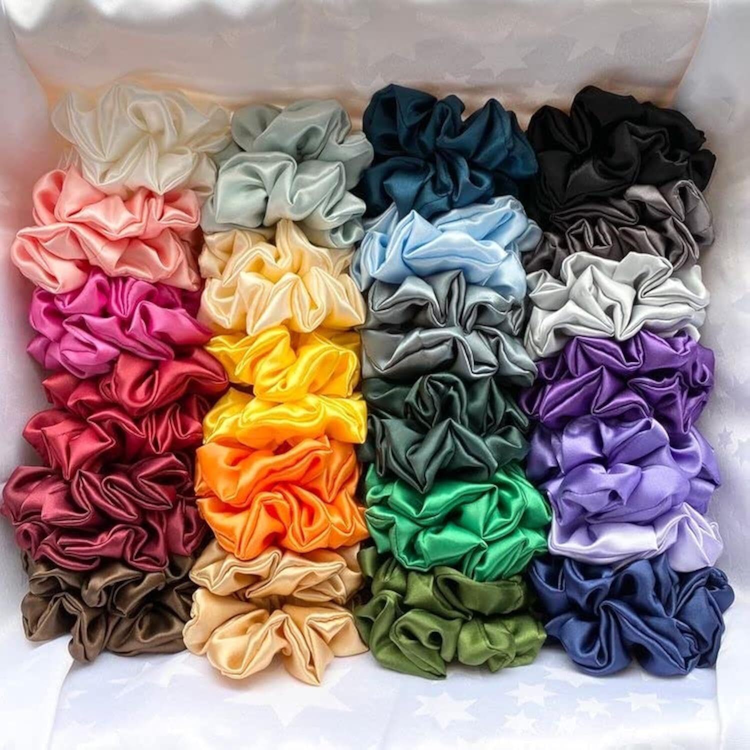 Starvis Hair Scrunchies Chiffon Cotton Elastic Hair Bands,Scrunchy Hair Ties Ropes For Women Or Girls Hair Accessories (Pack Of 24)