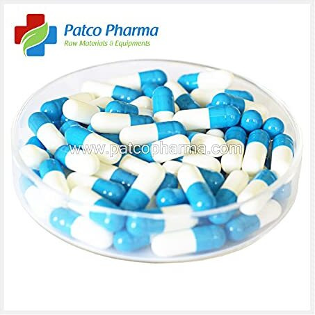 Patco Pharma- Size 0 Blue/White Empty Gelatin Pill Capsule - Gluten Free Halal Certified For Diy Powder Filling (Pack Of 1000)
