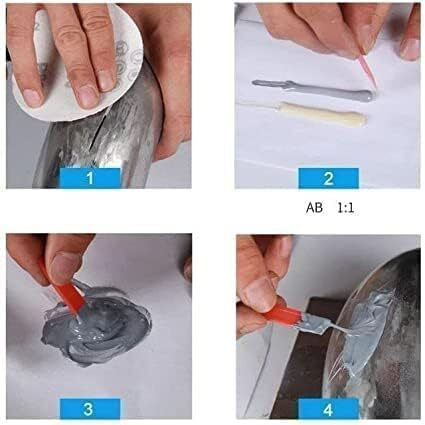 Updesh Magic Metal Mending, Cold Weld Metal Repair Paste Adhesive Gel, Ab Strong Glue Universal Metal Plastic Weld Repair Glue Aluminum, Chrome, Stainless Steel (2Pcs Tube)