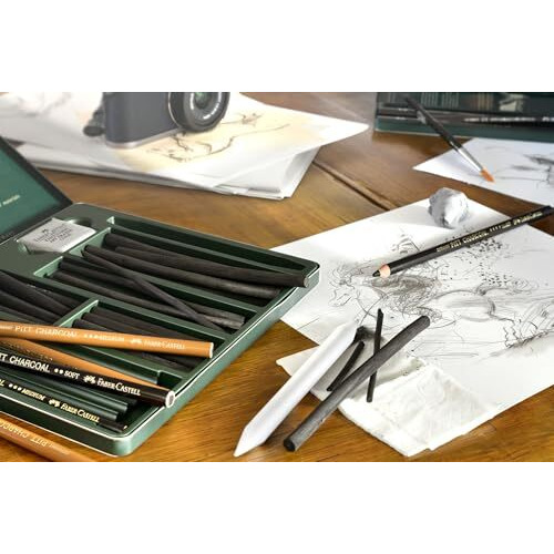 Faber-Castell Medium Pitt Charcoal Stick Set - Pack Of 3