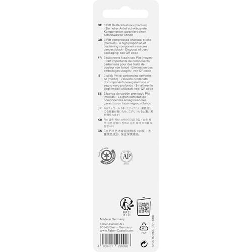 Faber-Castell Medium Pitt Charcoal Stick Set - Pack Of 3