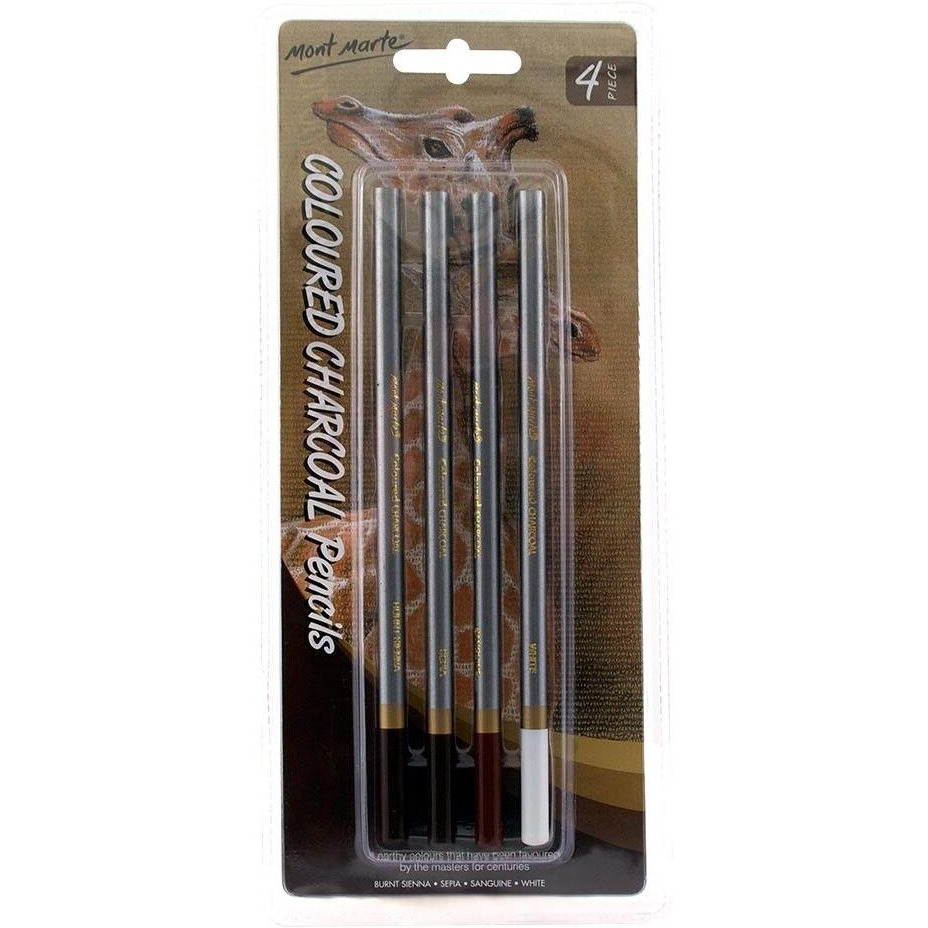 Mont Marte Coloured Charcoal Pencils 4Pce