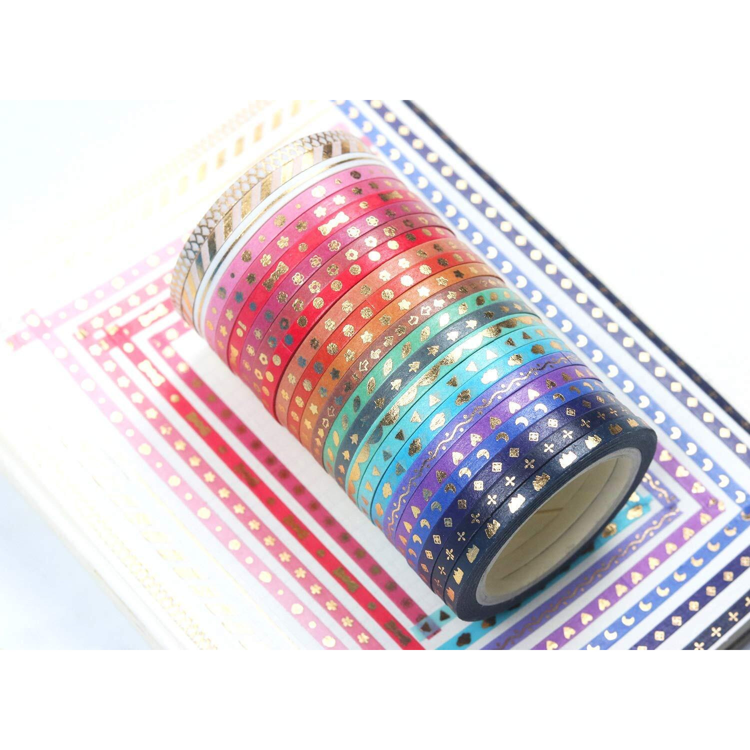 Elephantboat Washi Tape, Scrapbook Tape Craft Supplies 3Mm Wide For Diy, Decorative Craft, Gift Wrapping, Scrapbooking 24Rolls (3Mm*5M)