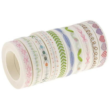 Hasthip 10 Pieces Flower Washi Tape Masking Tape Adhesive Decorative Tape Sticker For Scrapbooking