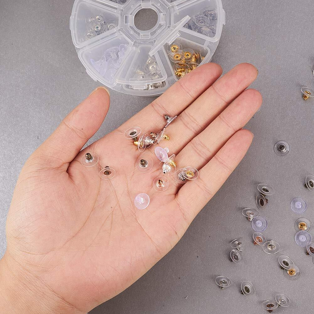 Diy Crafts Pack Of 192 Pcs, Design No  2, Brass Bullet Clutch Safety Earring Backs Rubber Earnu(Pack Of 192 Pcs, Design No  2)