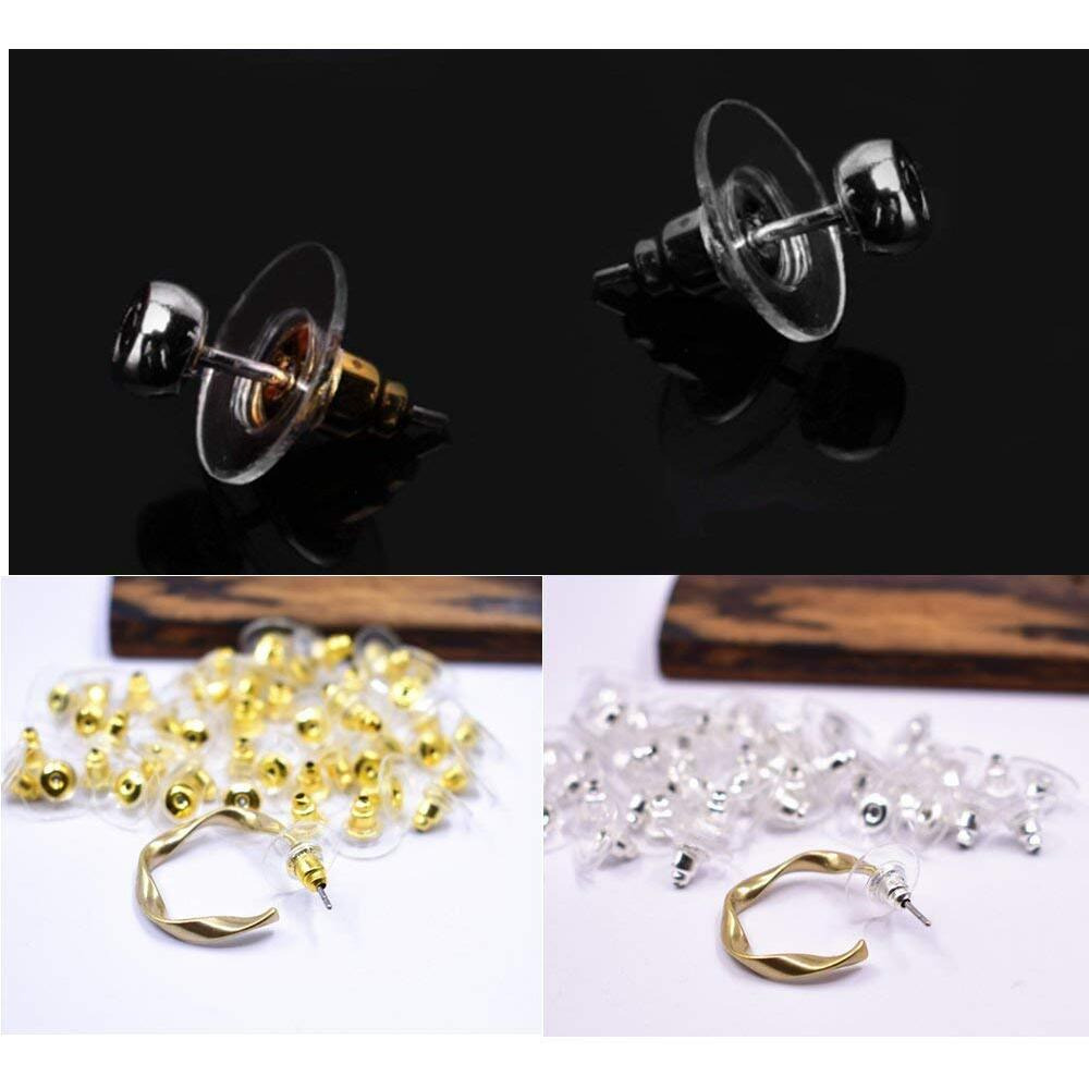 Diy Crafts Women's Pairs Bullet Clutch Earring Backs With Pad Silver Gold Clear And Flat 200