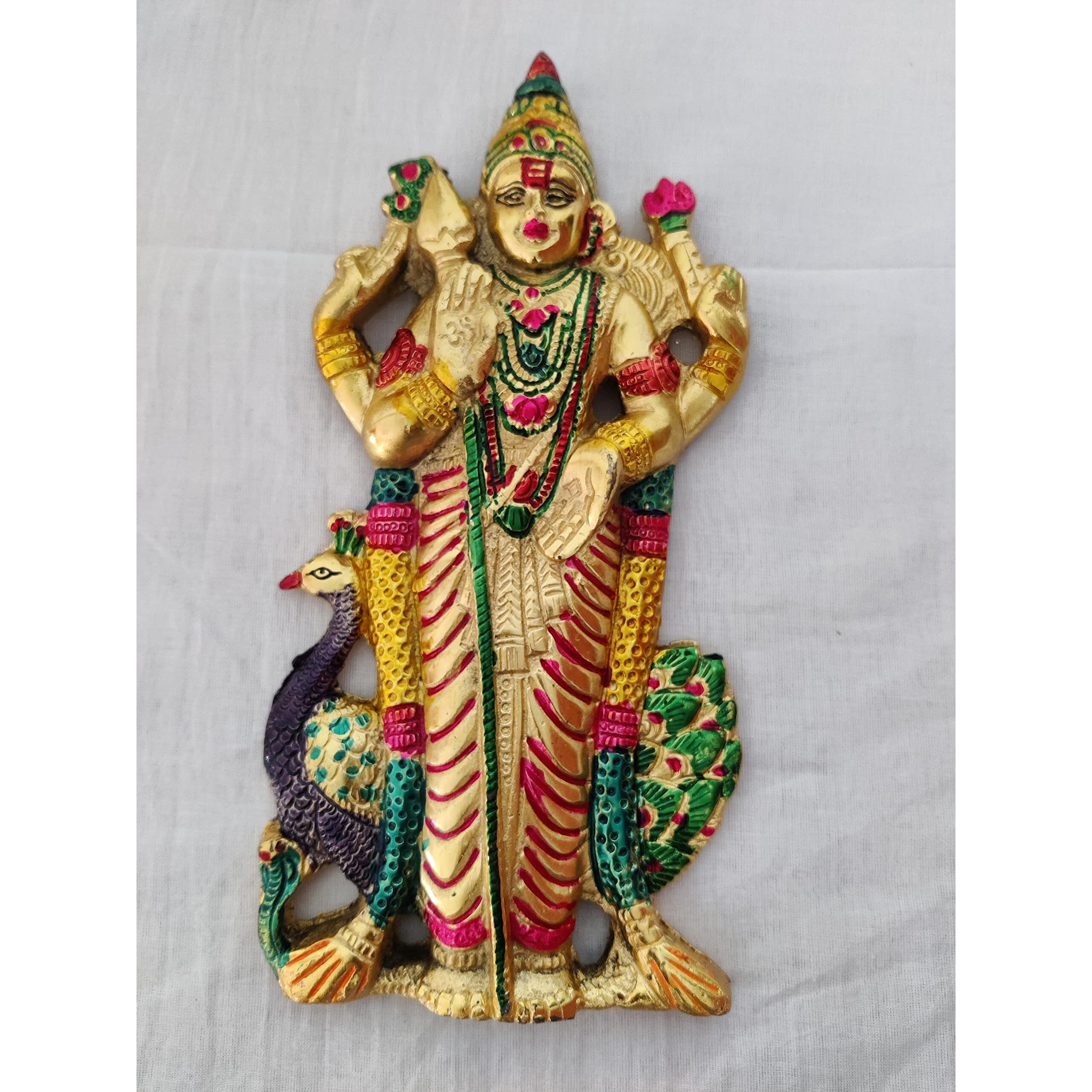 Puja Celebrations Malaysia Murugan | Wall Hanging | Home Decor | Return Gift | Size Height  9.5 Inches Breadth  4.5 Inches Material White Metal With Gold Oxidised