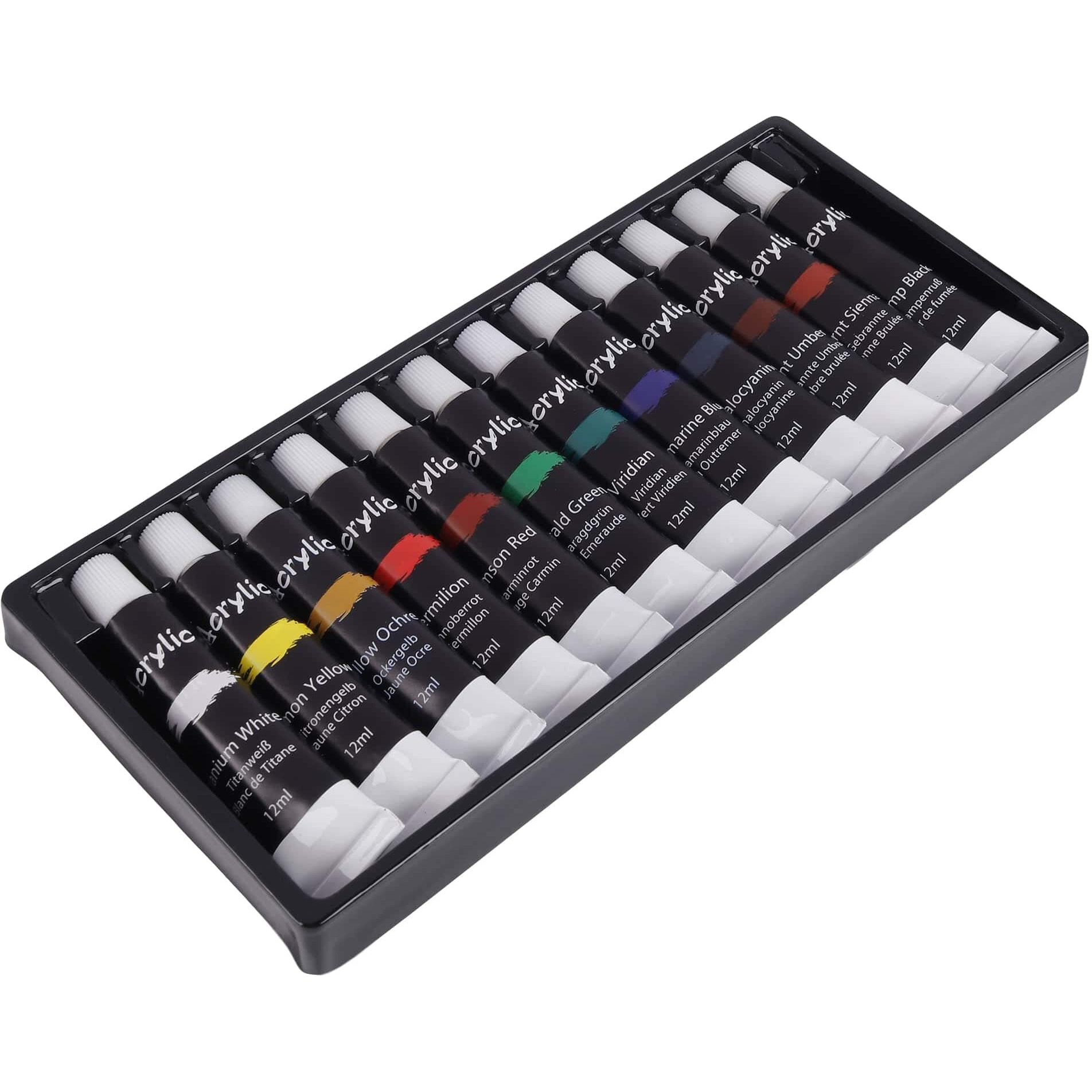 Worison Acrylic Color Set Of 12 Colors X 12Ml Tubes, Multicolour