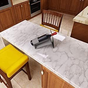Veduaaru Innovation White Marble Foil Kitchen Stickers Oil-Proof Waterproof Self Adhesive Wallpaper Pvc Bathroom Wall Stickers Contact Paper (White Marble 60 * 200Cm)