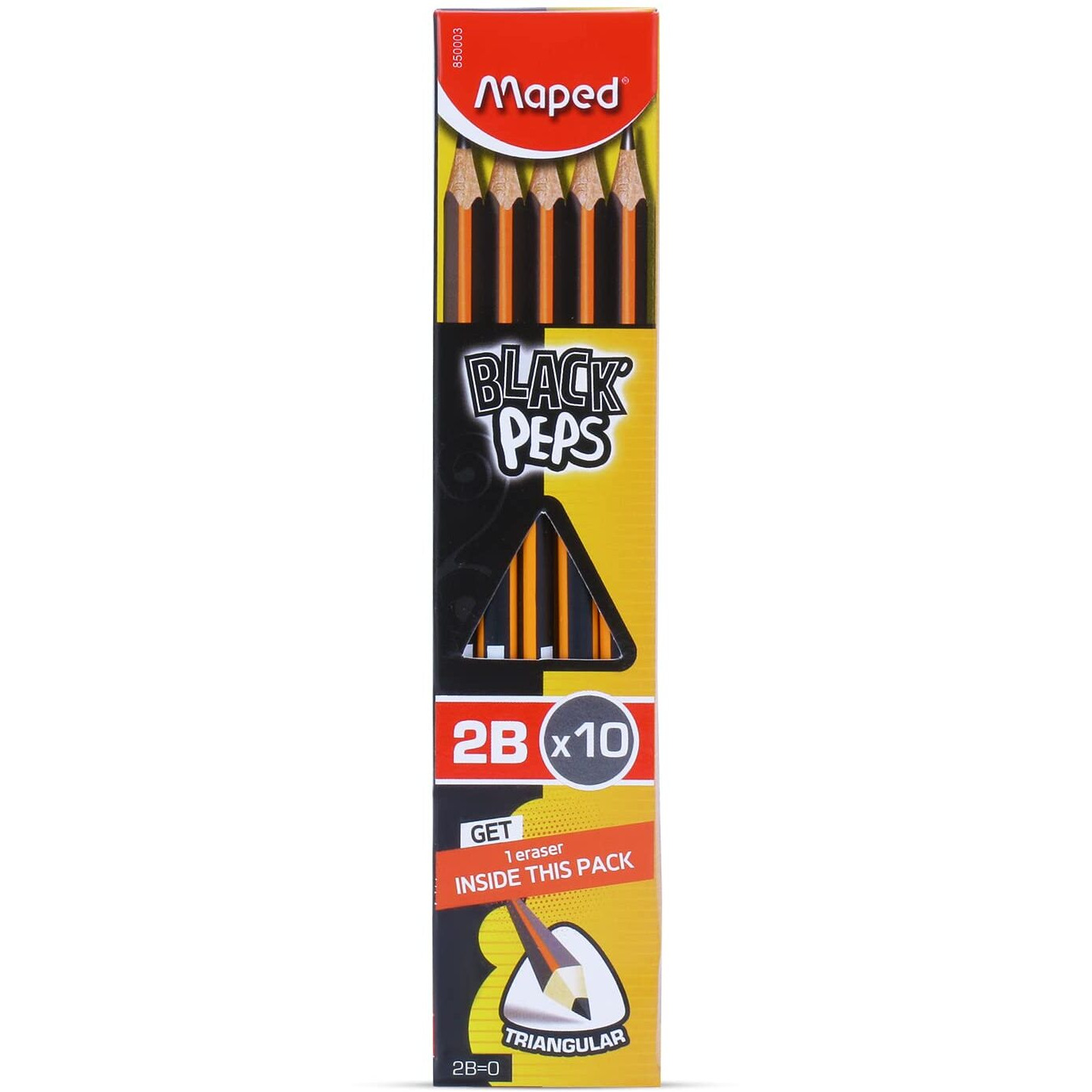 Maped Wooden Traingular Shape Black Peps 2Bx10 Nrt Pencil With Eraser