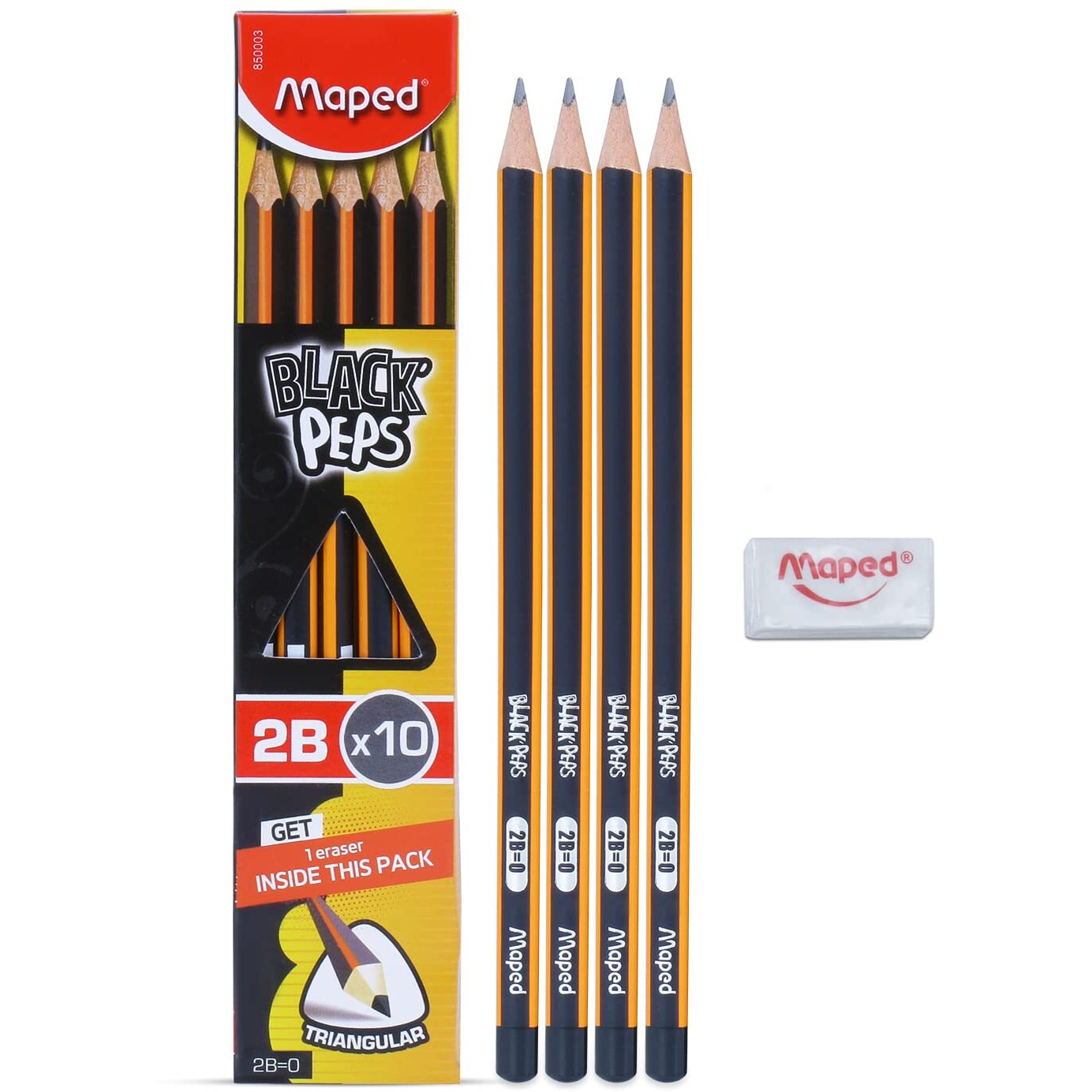 Maped Wooden Traingular Shape Black Peps 2Bx10 Nrt Pencil With Eraser