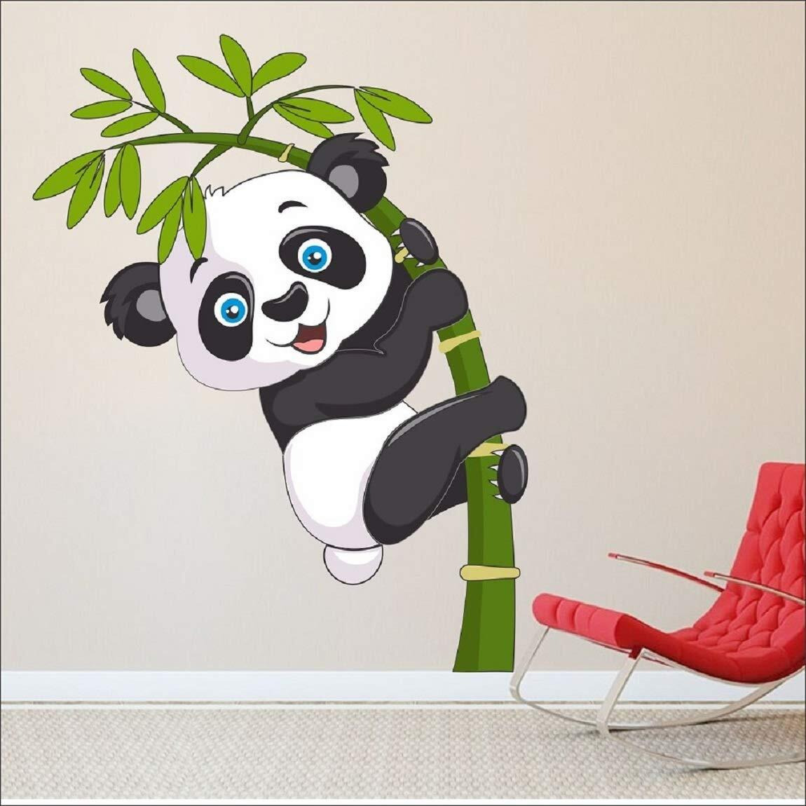 Ghar Kraft Set Of 2 Wall Sticker Baby Panda And Bird House On A Branch Wall Sticker