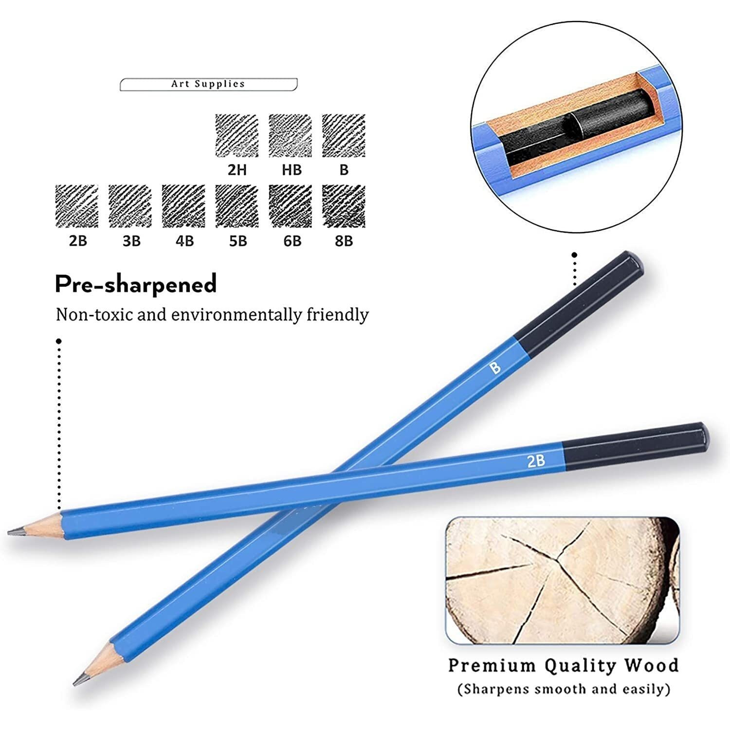 Naitik Creation 29 Pieces Professional Sketching Drawing Black Pencil Set Sketch Kit For Artist With Canvas Rolling Tool Pouch
